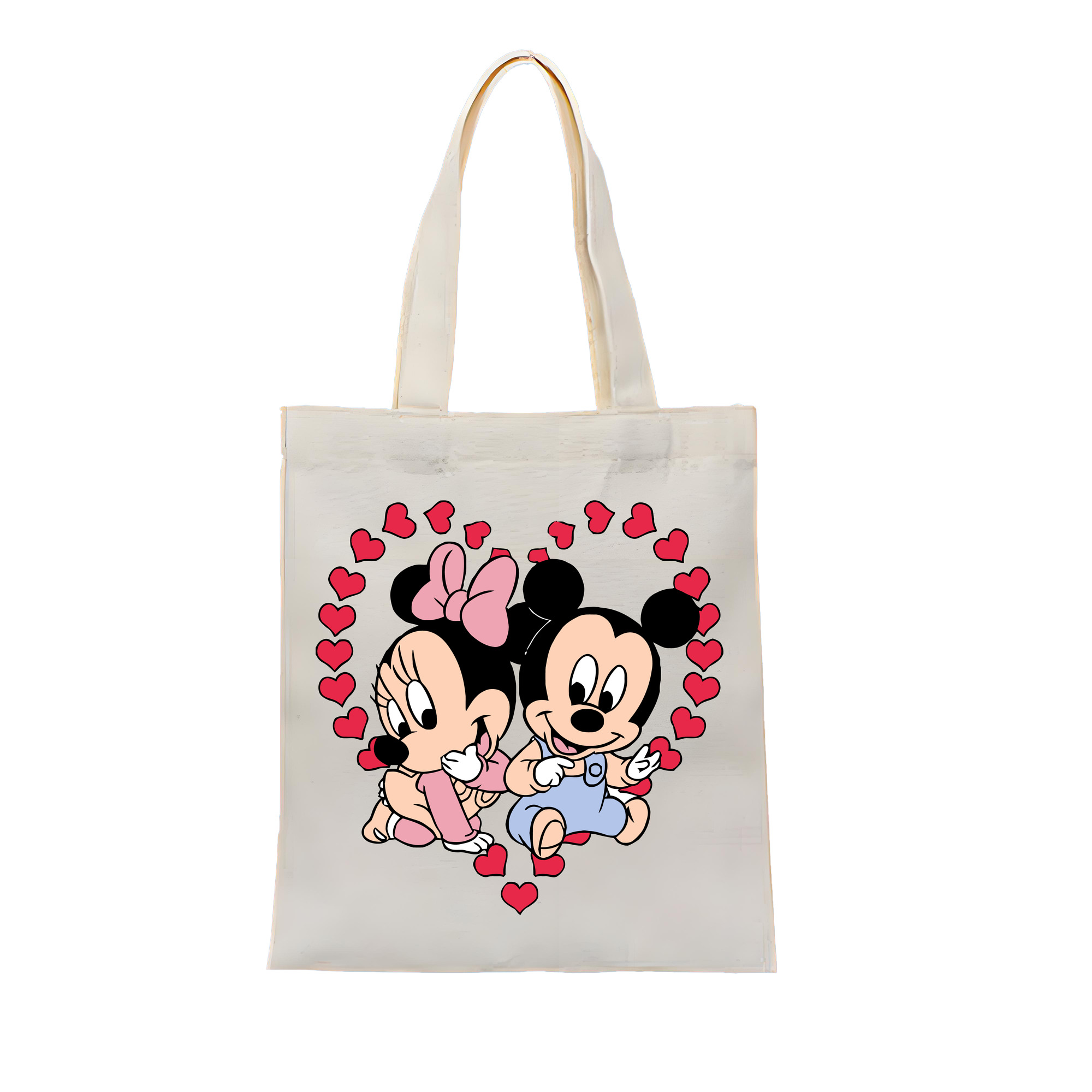 ミッキーマウス Mickey Mouse 縦型キャンバス生地手提げバッグ　トートバッグ