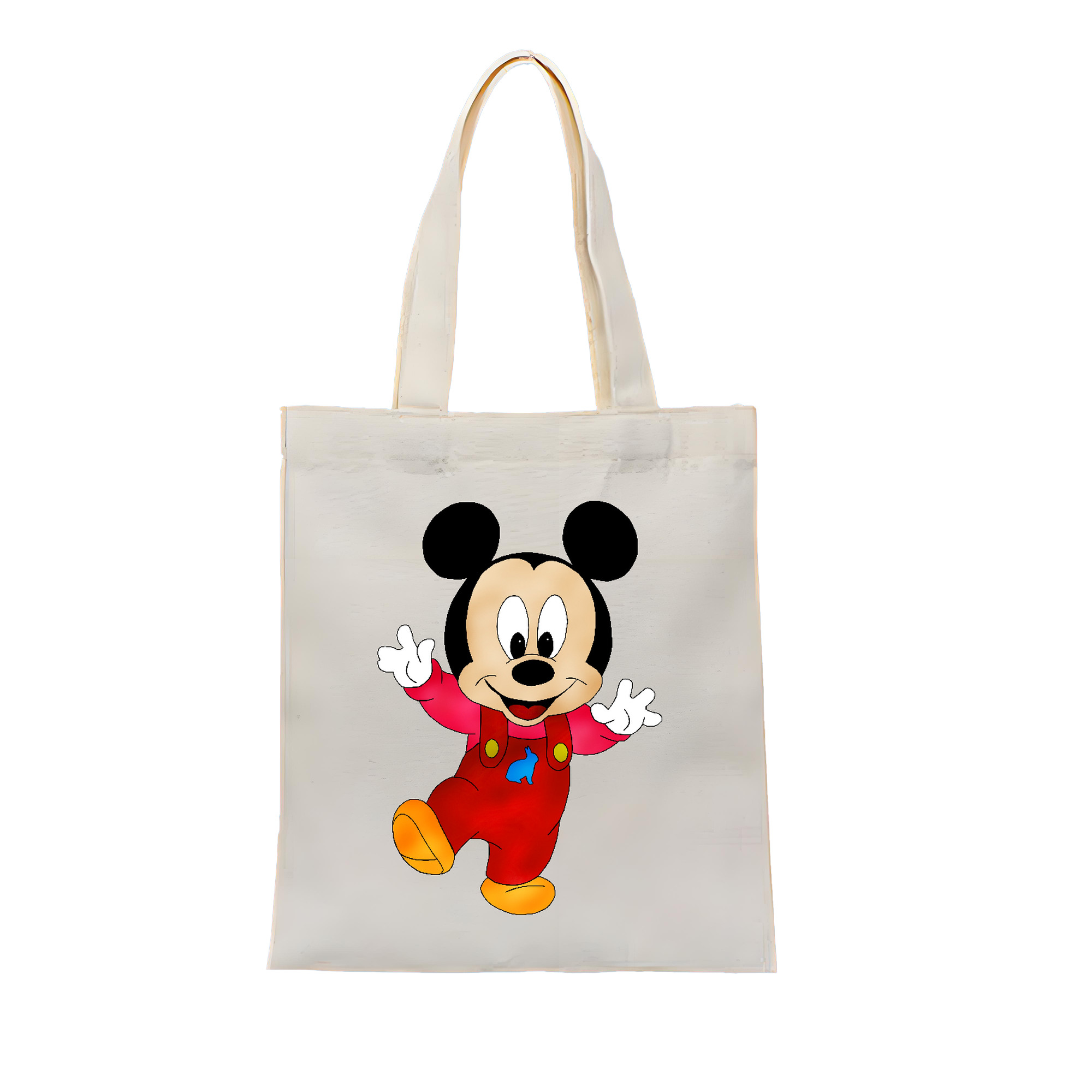 ミッキーマウス Mickey Mouse 縦型キャンバス生地手提げバッグ　トートバッグ