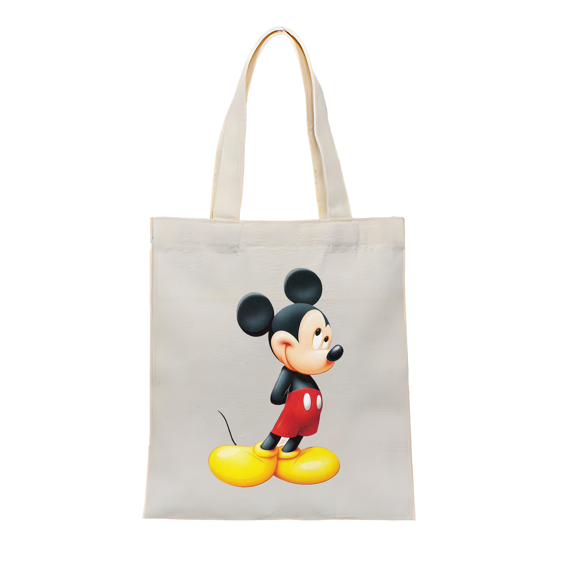 （画像用） ミッキーマウス Mickey Mouse 縦型キャンバス生地手提げバッグ　トートバッグ