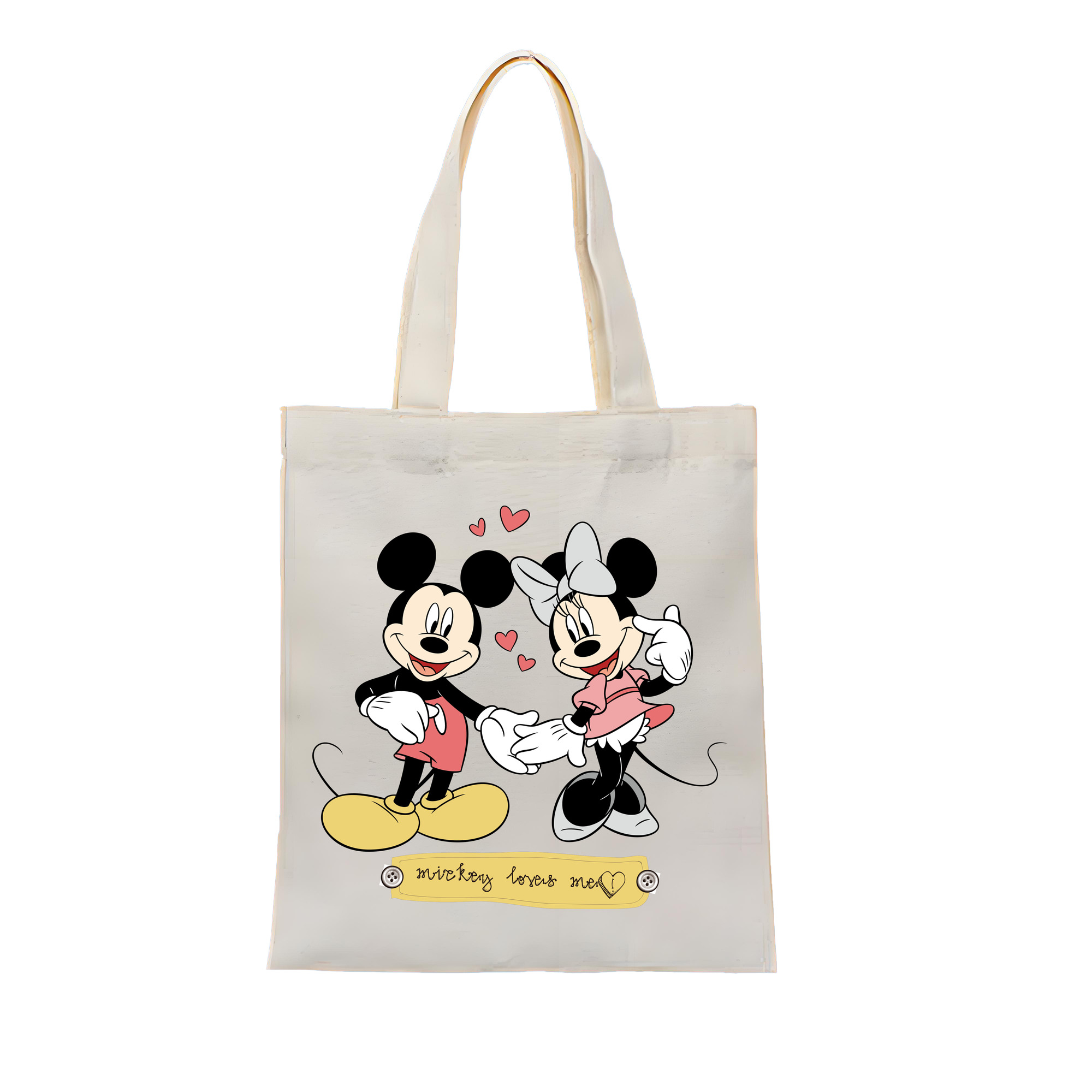 （画像用） ミッキーマウス Mickey Mouse 縦型キャンバス生地手提げバッグ　トートバッグ