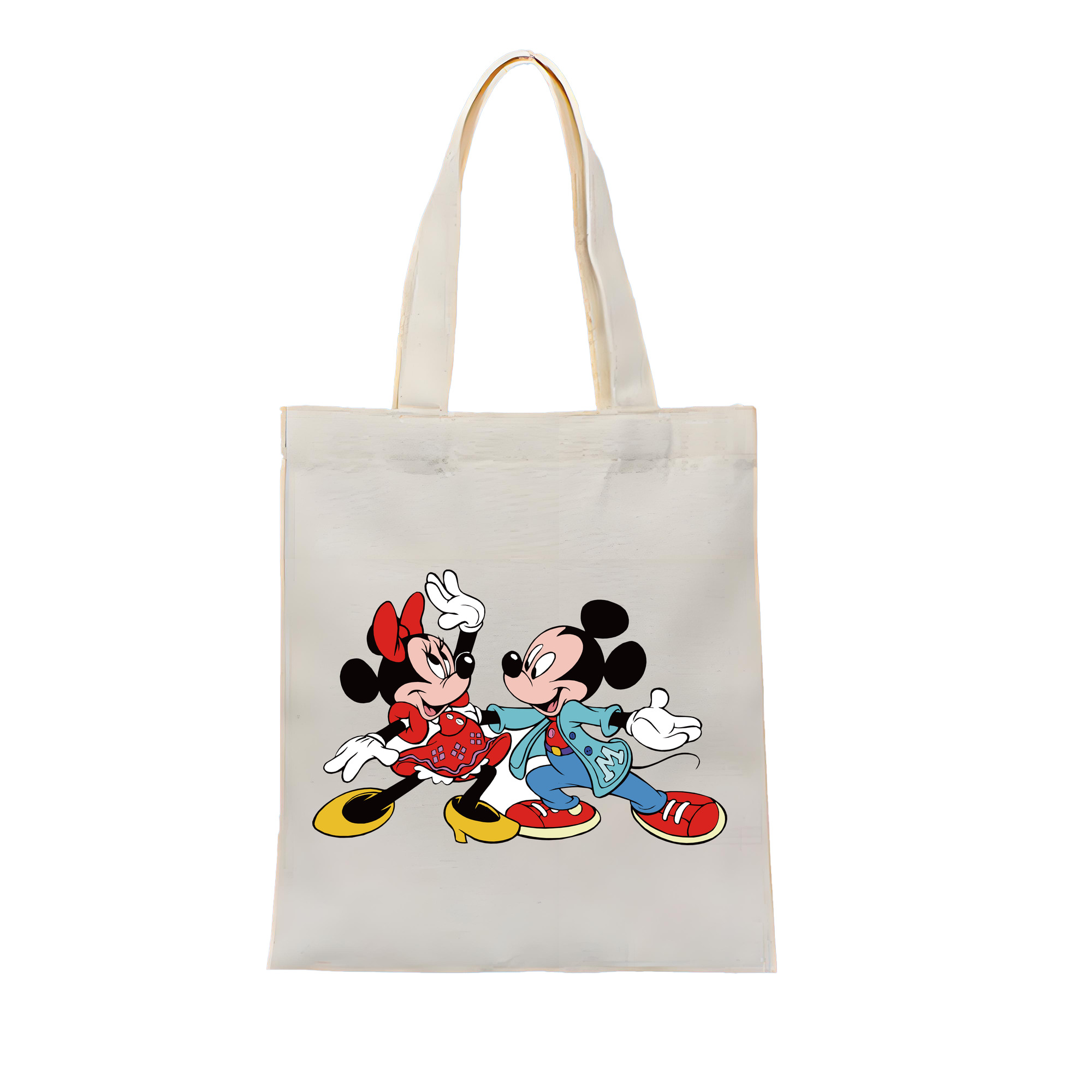 （画像用） ミッキーマウス Mickey Mouse 縦型キャンバス生地手提げバッグ　トートバッグ