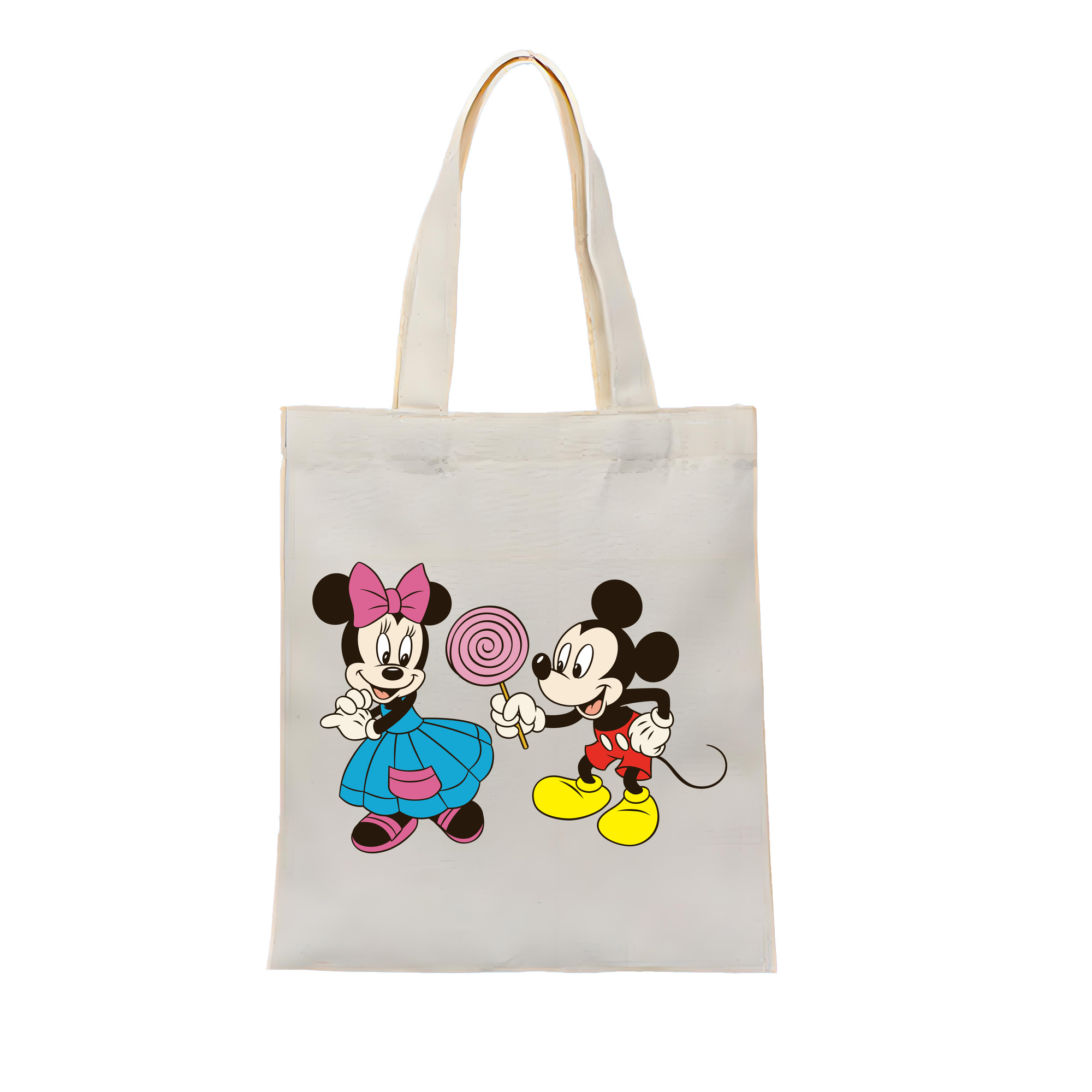 ミッキーマウス Mickey Mouse 縦型キャンバス生地手提げバッグ　トートバッグ