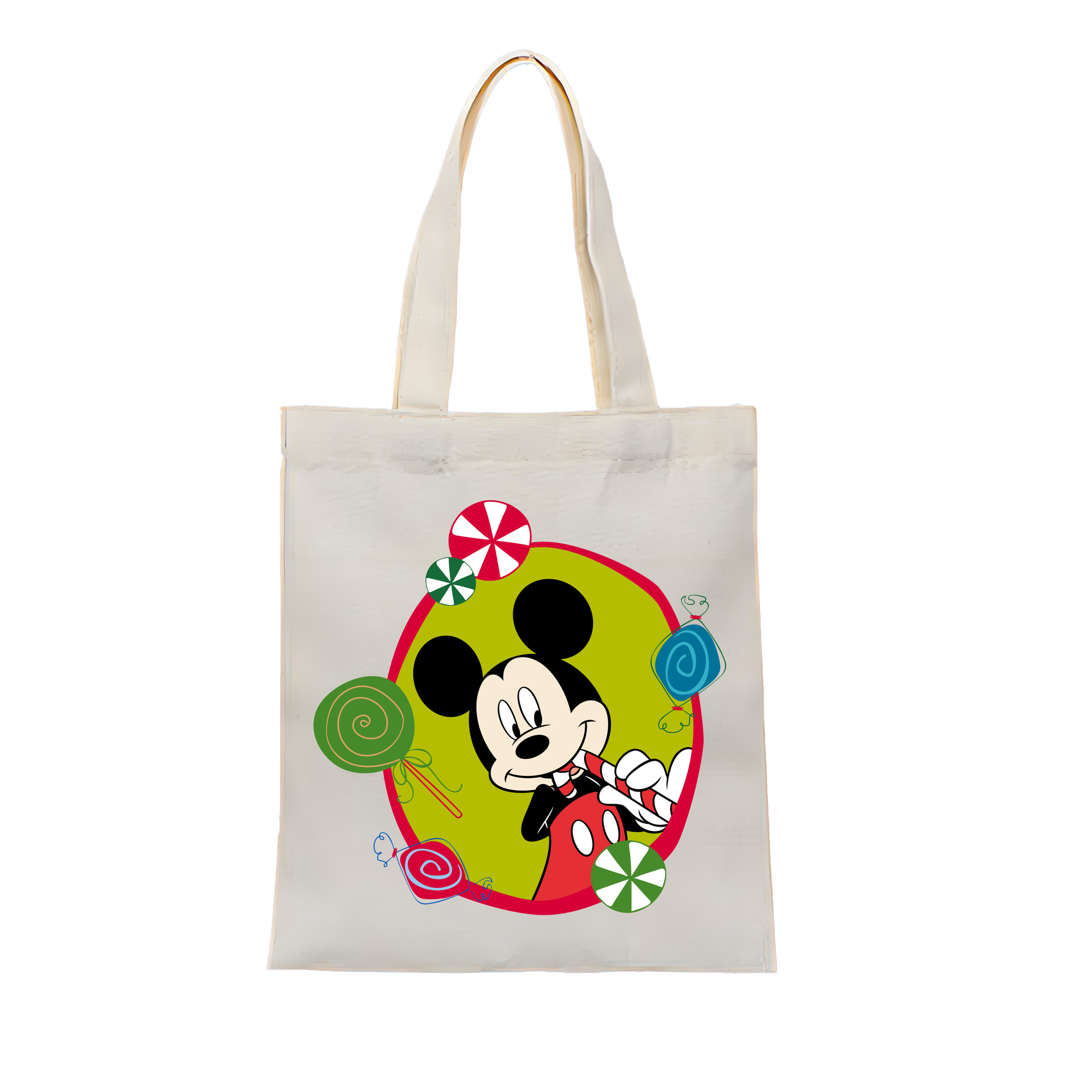 ミッキーマウス Mickey Mouse 縦型キャンバス生地手提げバッグ　トートバッグ
