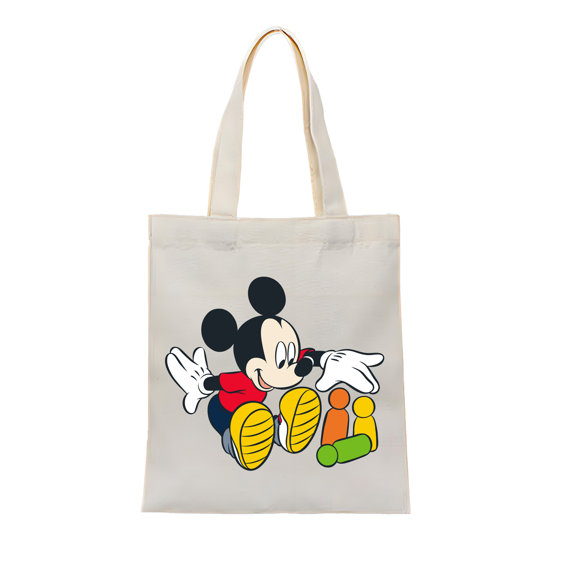 ミッキーマウス Mickey Mouse 縦型キャンバス生地手提げバッグ　トートバッグ