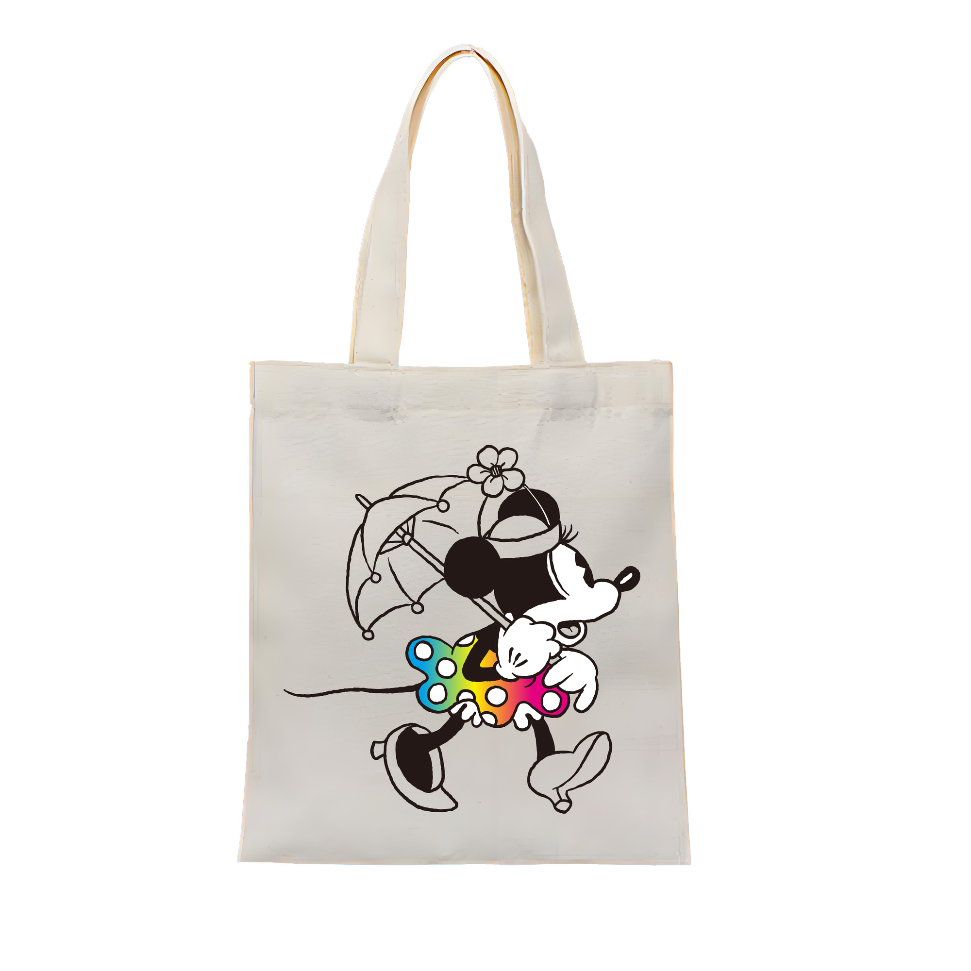 ミッキーマウス Mickey Mouse 縦型キャンバス生地手提げバッグ　トートバッグ