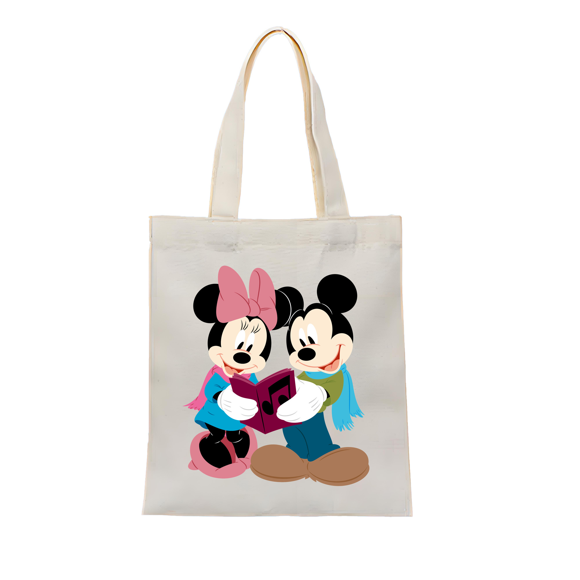 ミッキーマウス Mickey Mouse 縦型キャンバス生地手提げバッグ　トートバッグ