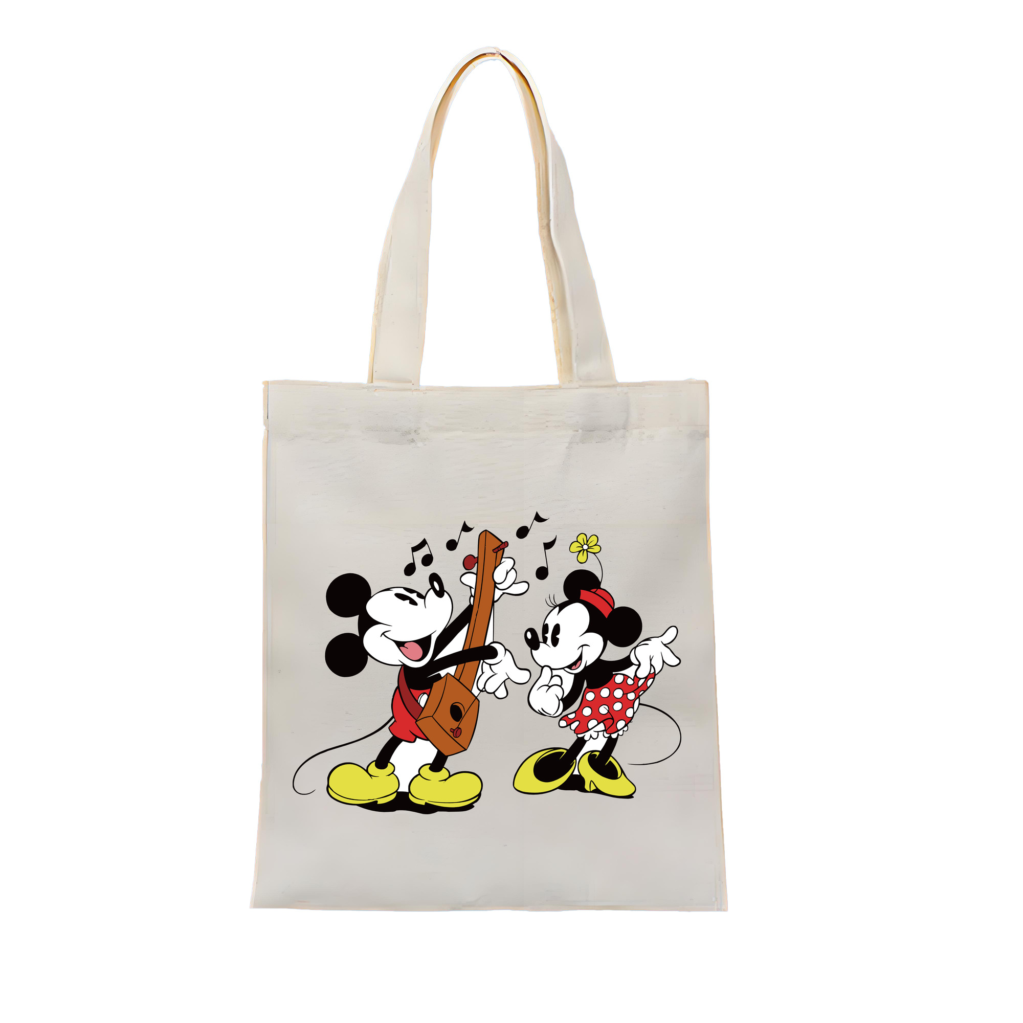 ミッキーマウス Mickey Mouse 縦型キャンバス生地手提げバッグ　トートバッグ