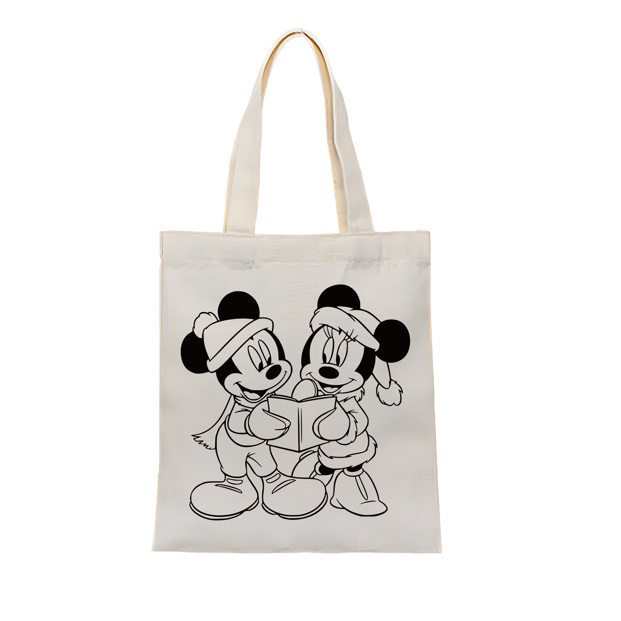 ミッキーマウス Mickey Mouse 縦型キャンバス生地手提げバッグ　トートバッグ