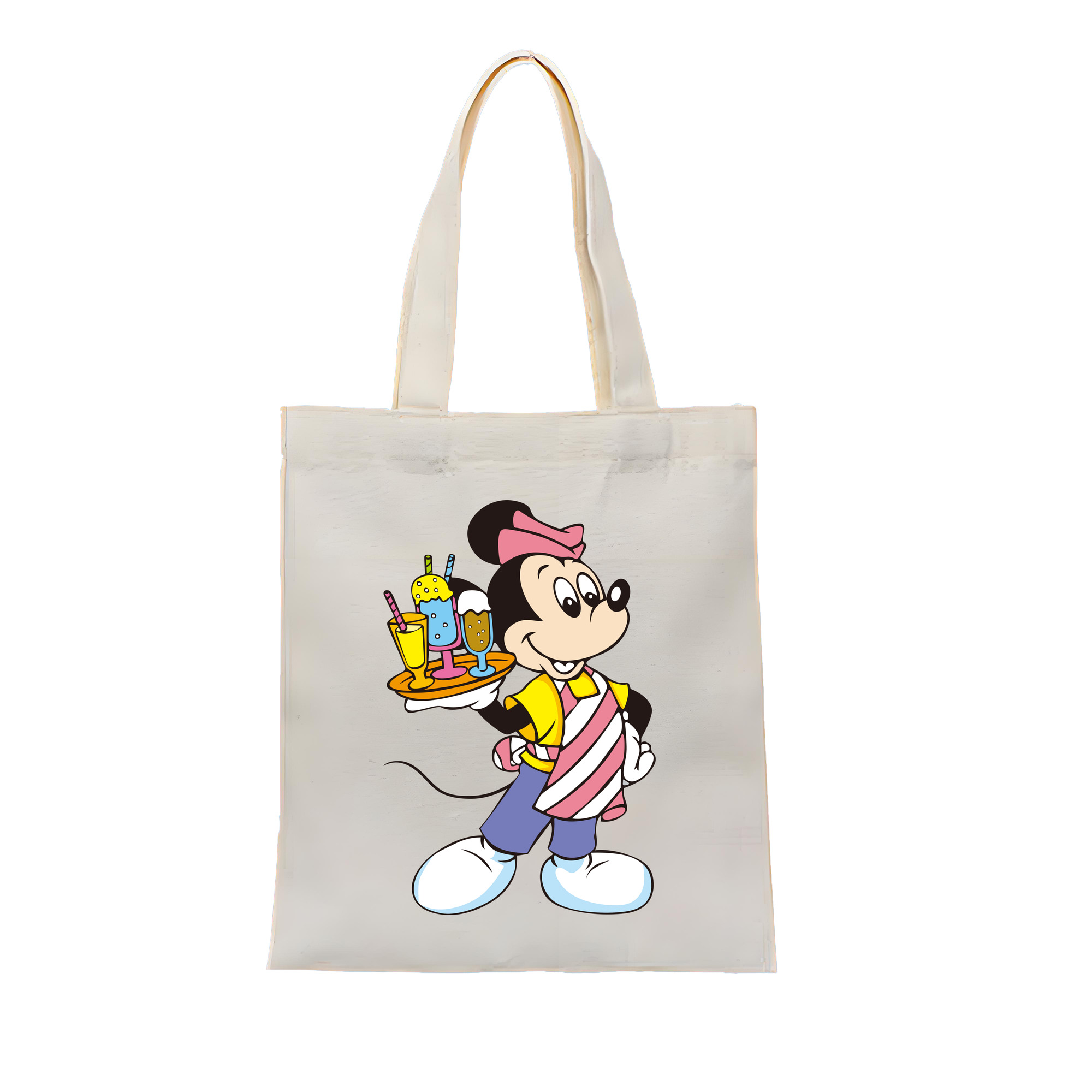 ミッキーマウス Mickey Mouse 縦型キャンバス生地手提げバッグ　トートバッグ