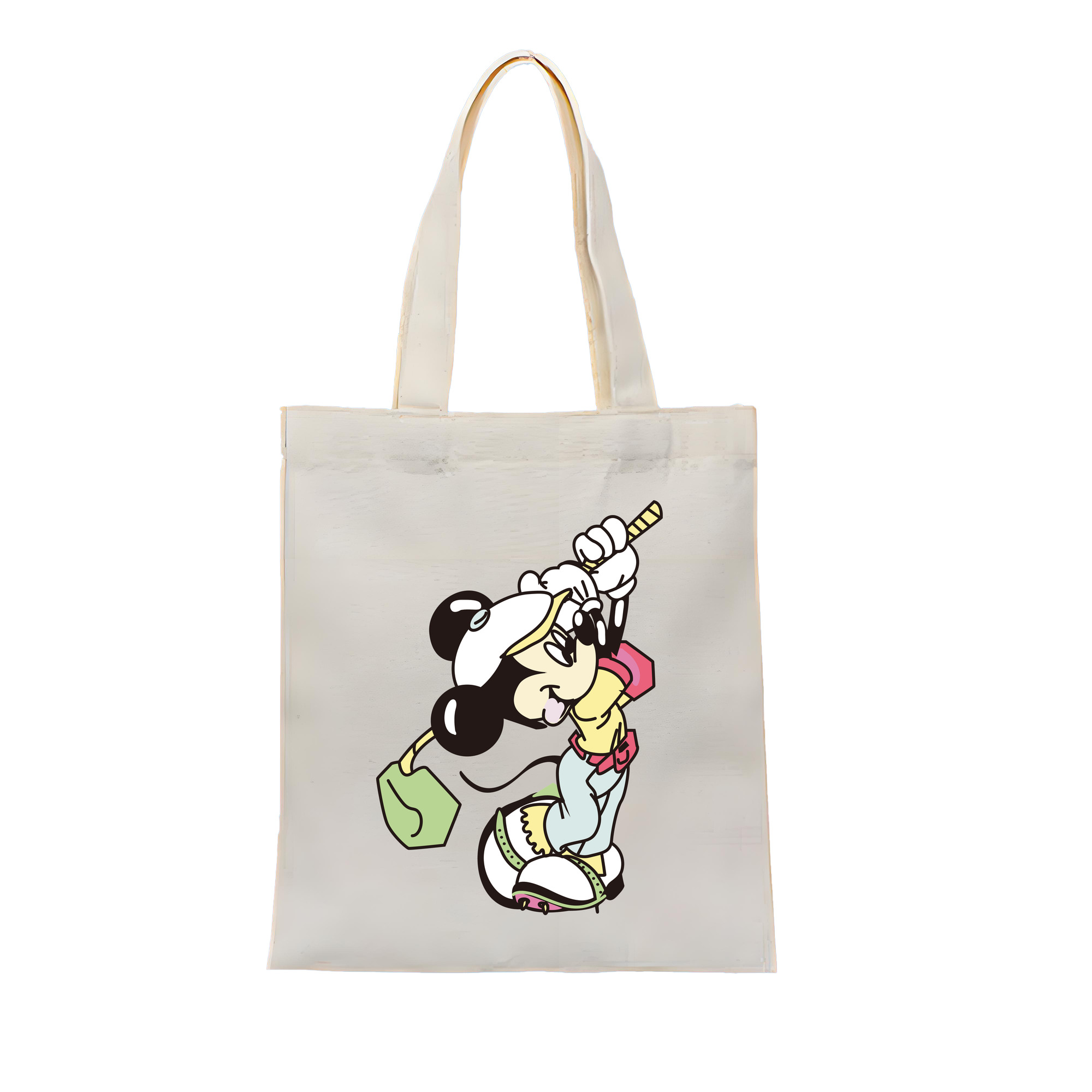 ミッキーマウス Mickey Mouse 縦型キャンバス生地手提げバッグ　トートバッグ