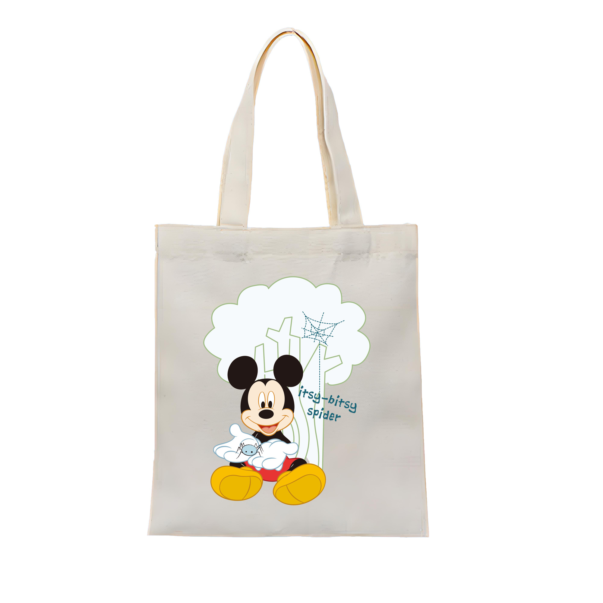 （画像用） ミッキーマウス Mickey Mouse 縦型キャンバス生地手提げバッグ　トートバッグ