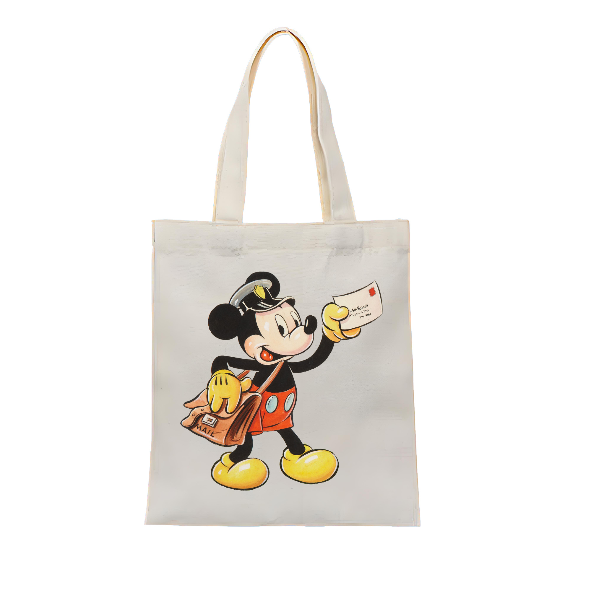ミッキーマウス Mickey Mouse 縦型キャンバス生地手提げバッグ　トートバッグ