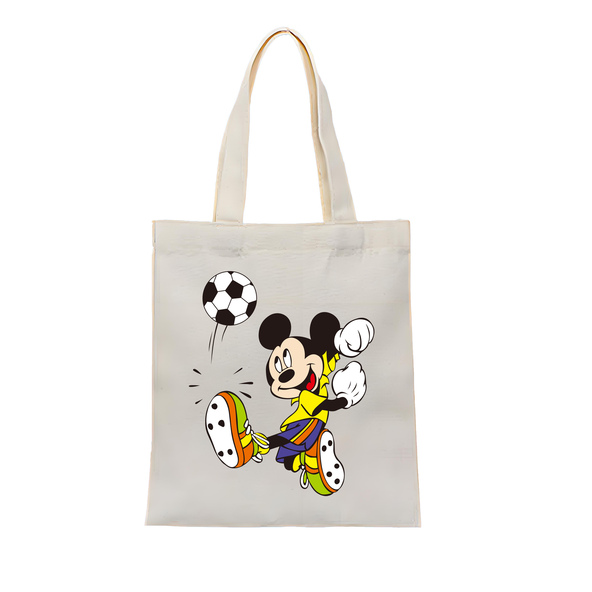 ミッキーマウス Mickey Mouse 縦型キャンバス生地手提げバッグ　トートバッグ