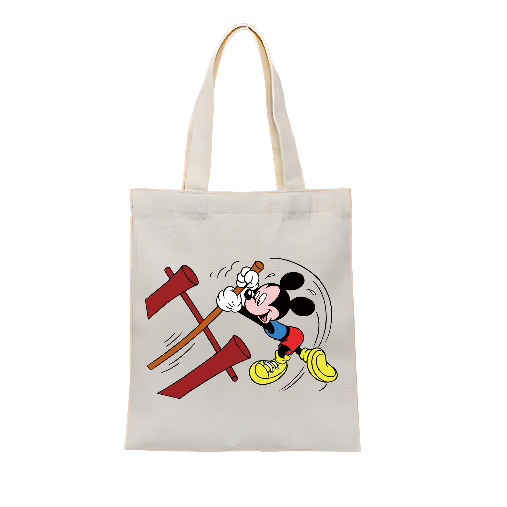 （画像用） ミッキーマウス Mickey Mouse 縦型キャンバス生地手提げバッグ　トートバッグ