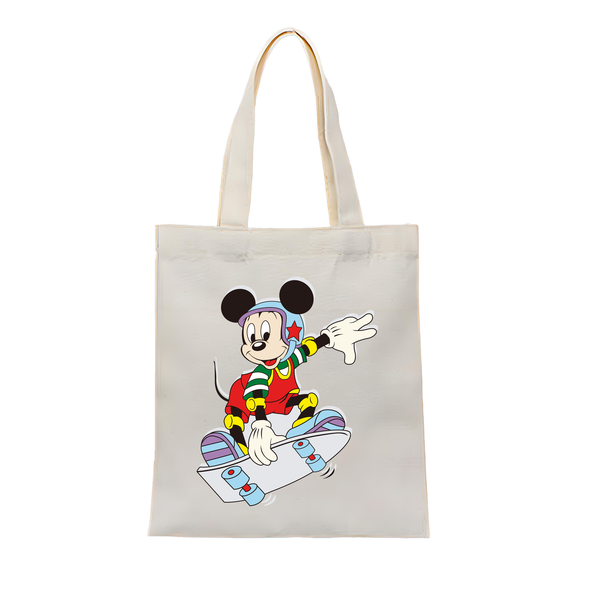 （画像用） ミッキーマウス Mickey Mouse 縦型キャンバス生地手提げバッグ　トートバッグ
