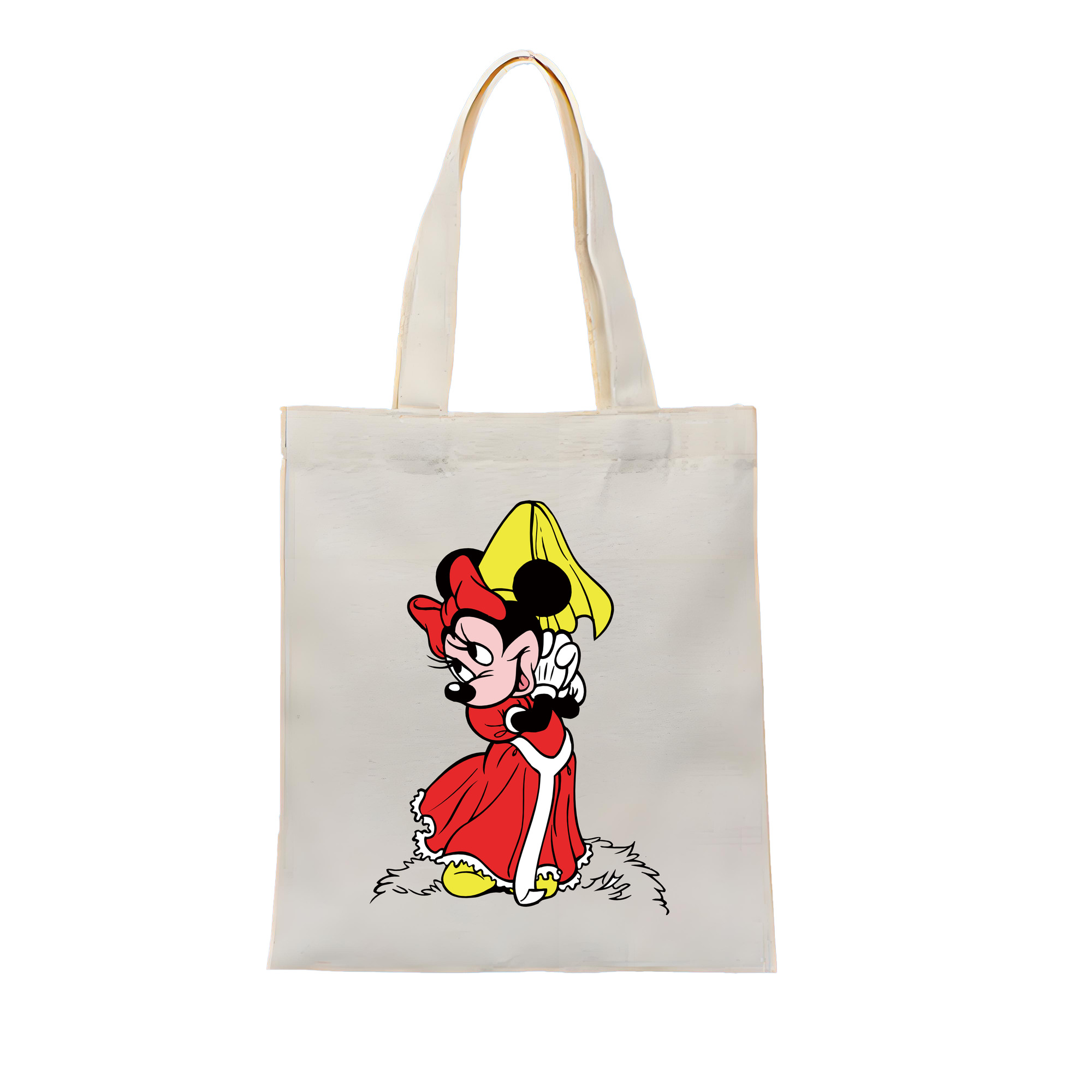 （画像用） ミッキーマウス Mickey Mouse 縦型キャンバス生地手提げバッグ　トートバッグ