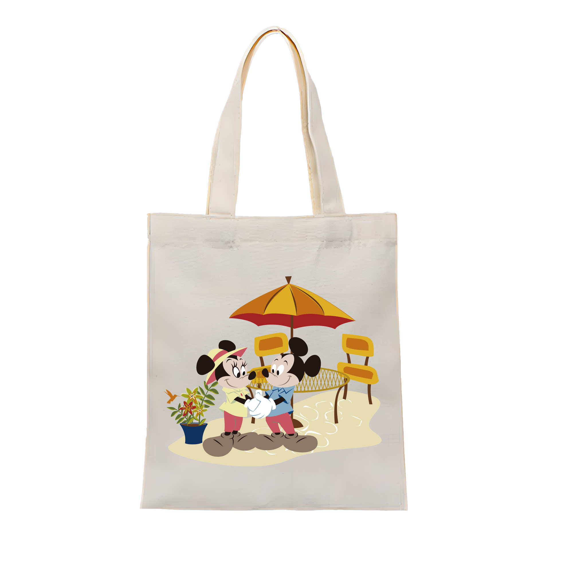 （画像用） ミッキーマウス Mickey Mouse 縦型キャンバス生地手提げバッグ　トートバッグ
