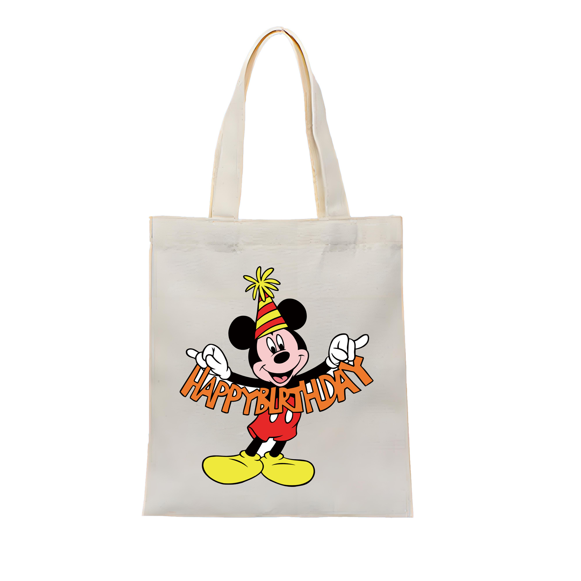 ミッキーマウス Mickey Mouse 縦型キャンバス生地手提げバッグ　トートバッグ