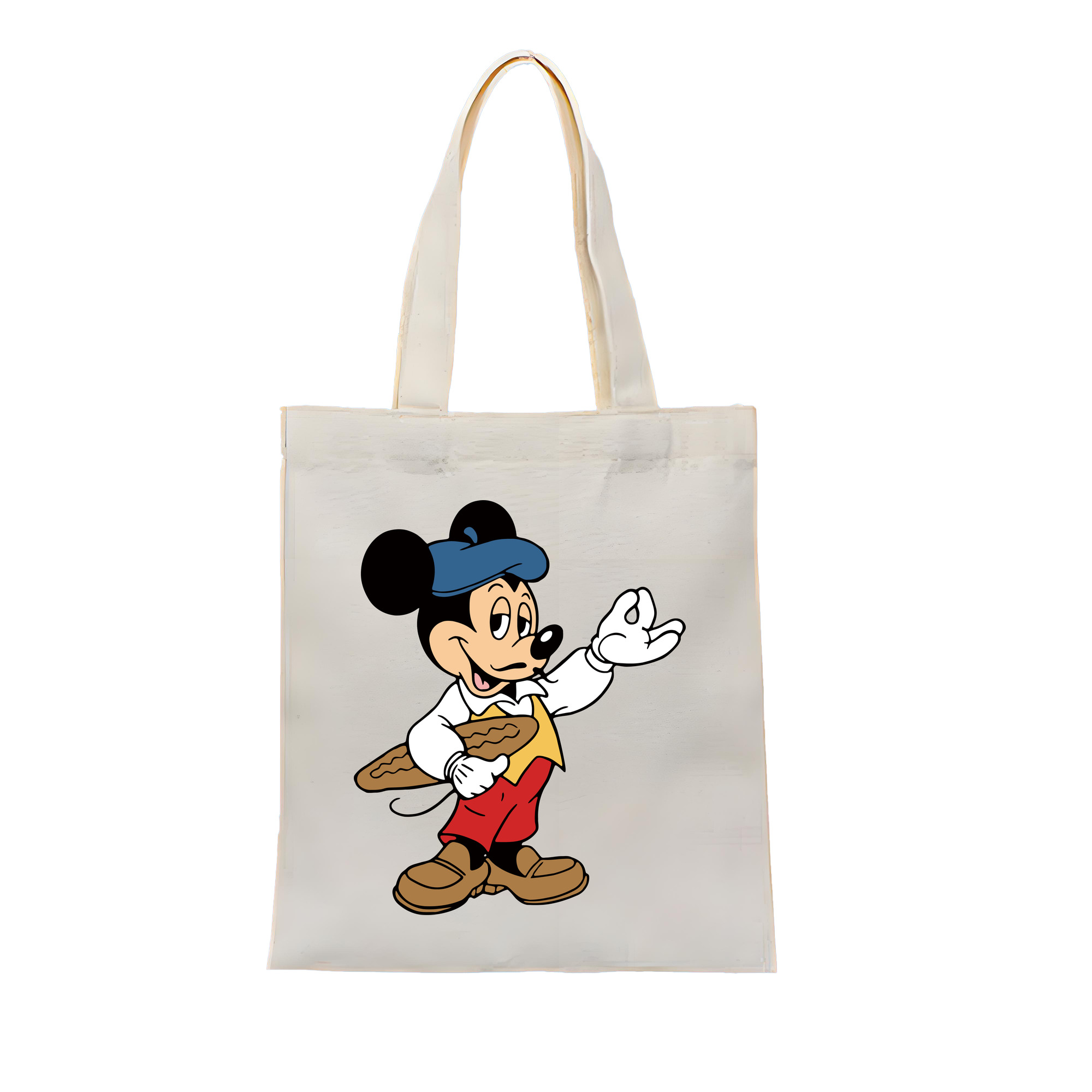 （画像用） ミッキーマウス Mickey Mouse 縦型キャンバス生地手提げバッグ　トートバッグ