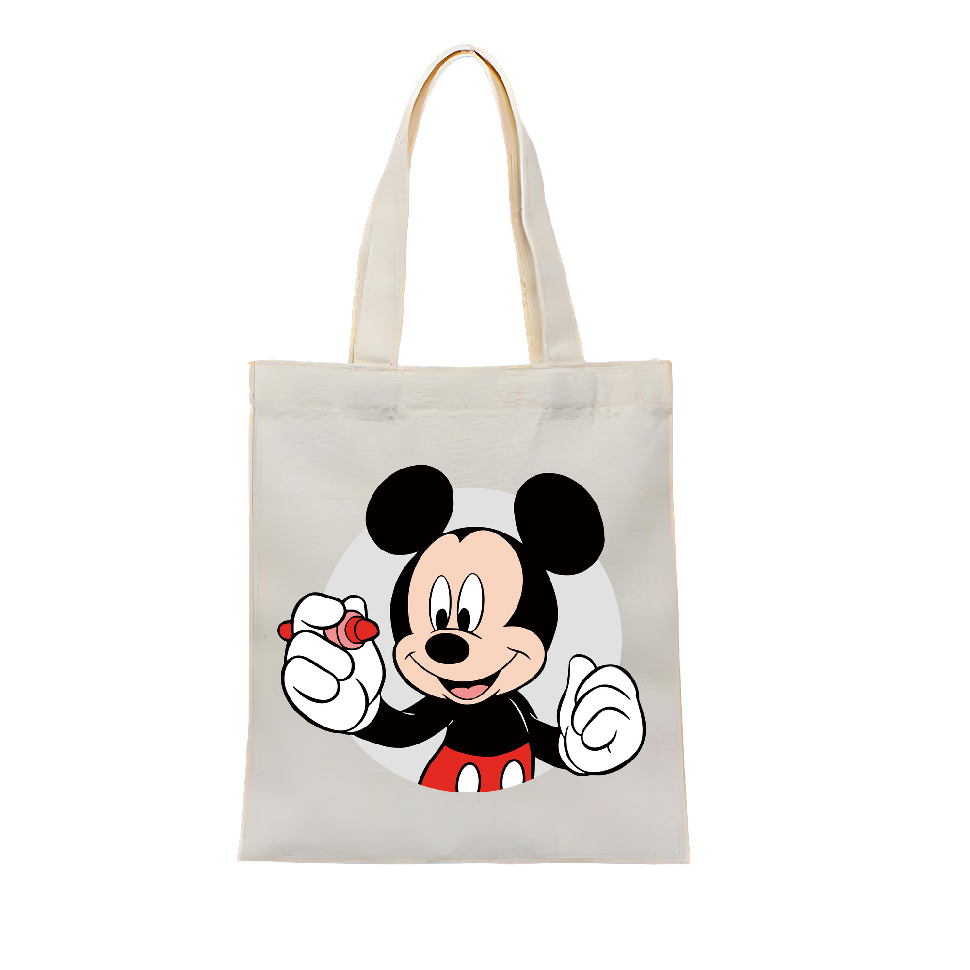 （画像用） ミッキーマウス Mickey Mouse 縦型キャンバス生地手提げバッグ　トートバッグ