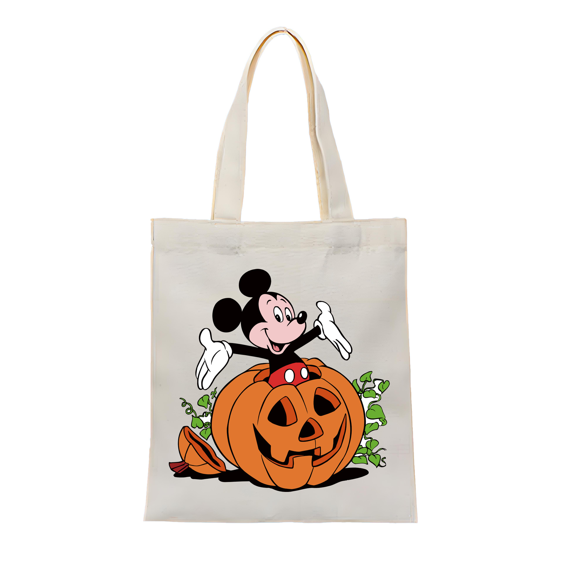 （画像用） ミッキーマウス Mickey Mouse 縦型キャンバス生地手提げバッグ　トートバッグ