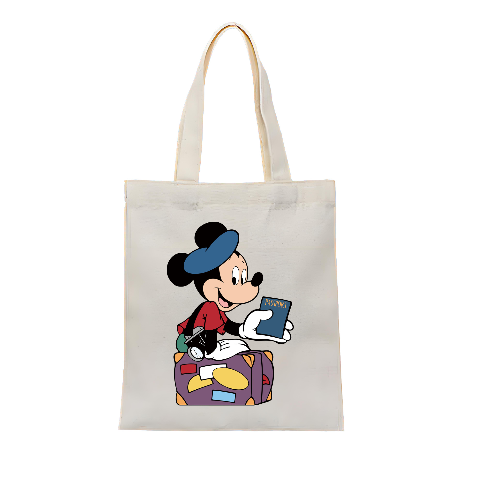 （画像用） ミッキーマウス Mickey Mouse 縦型キャンバス生地手提げバッグ　トートバッグ