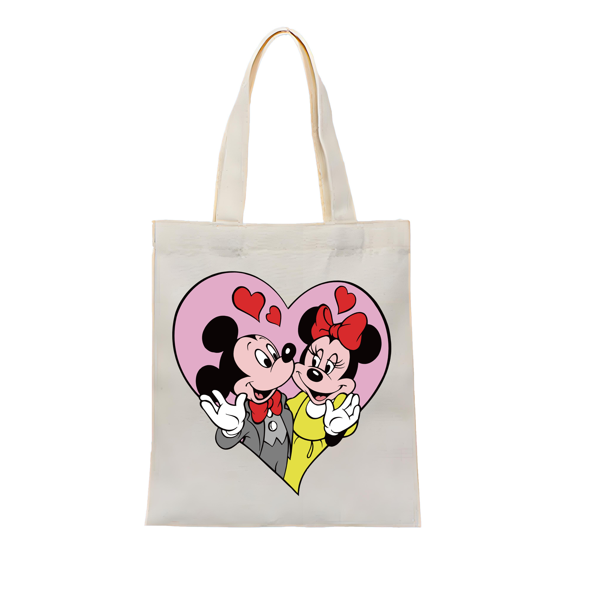 ミッキーマウス Mickey Mouse 縦型キャンバス生地手提げバッグ　トートバッグ
