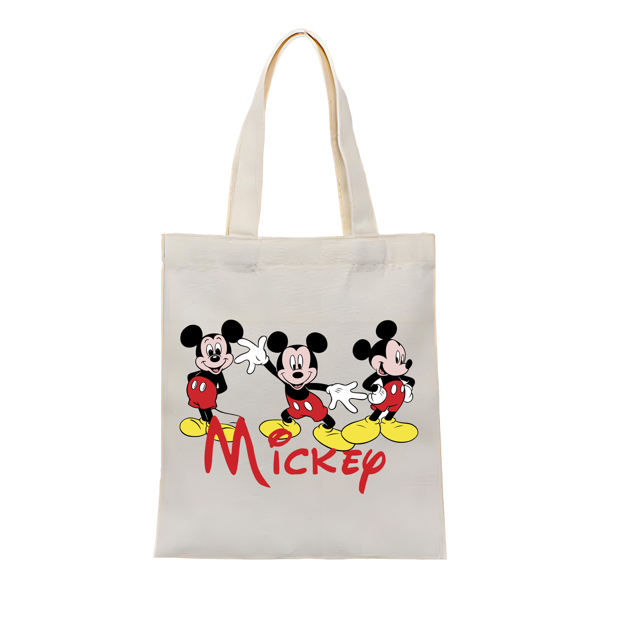 （画像用） ミッキーマウス Mickey Mouse 縦型キャンバス生地手提げバッグ　トートバッグ