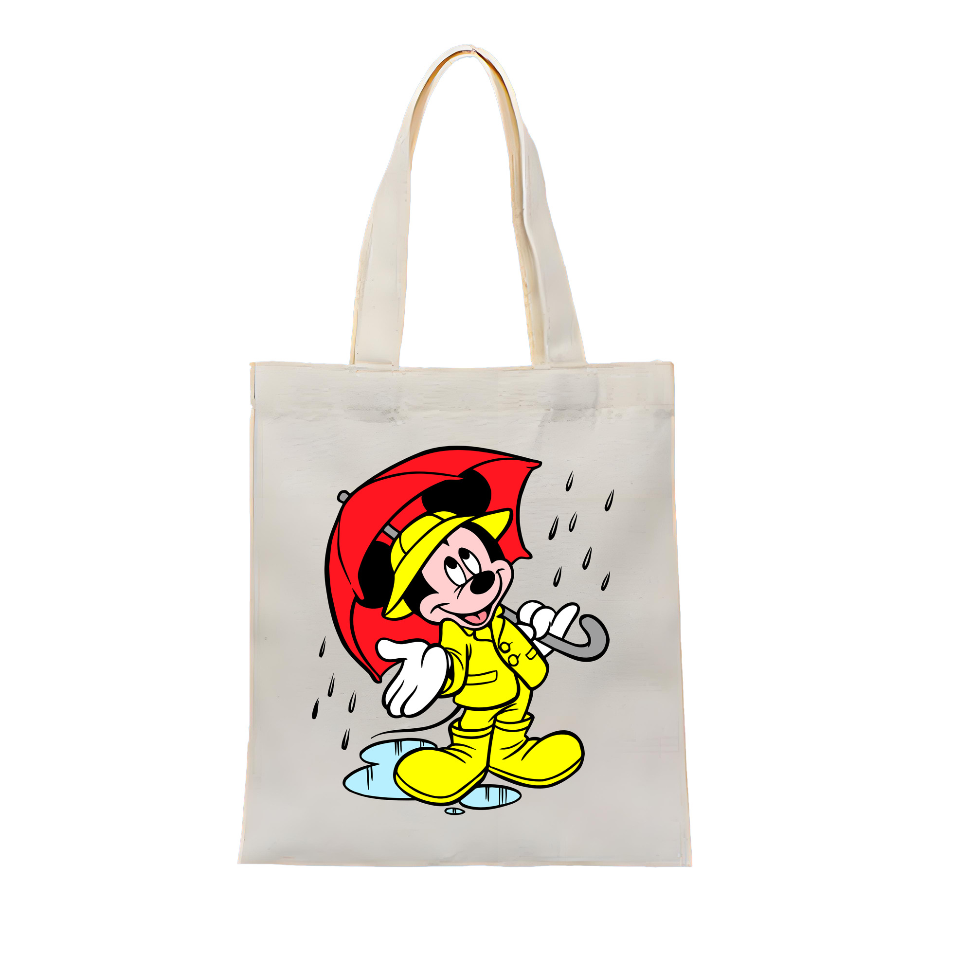 （画像用） ミッキーマウス Mickey Mouse 縦型キャンバス生地手提げバッグ　トートバッグ