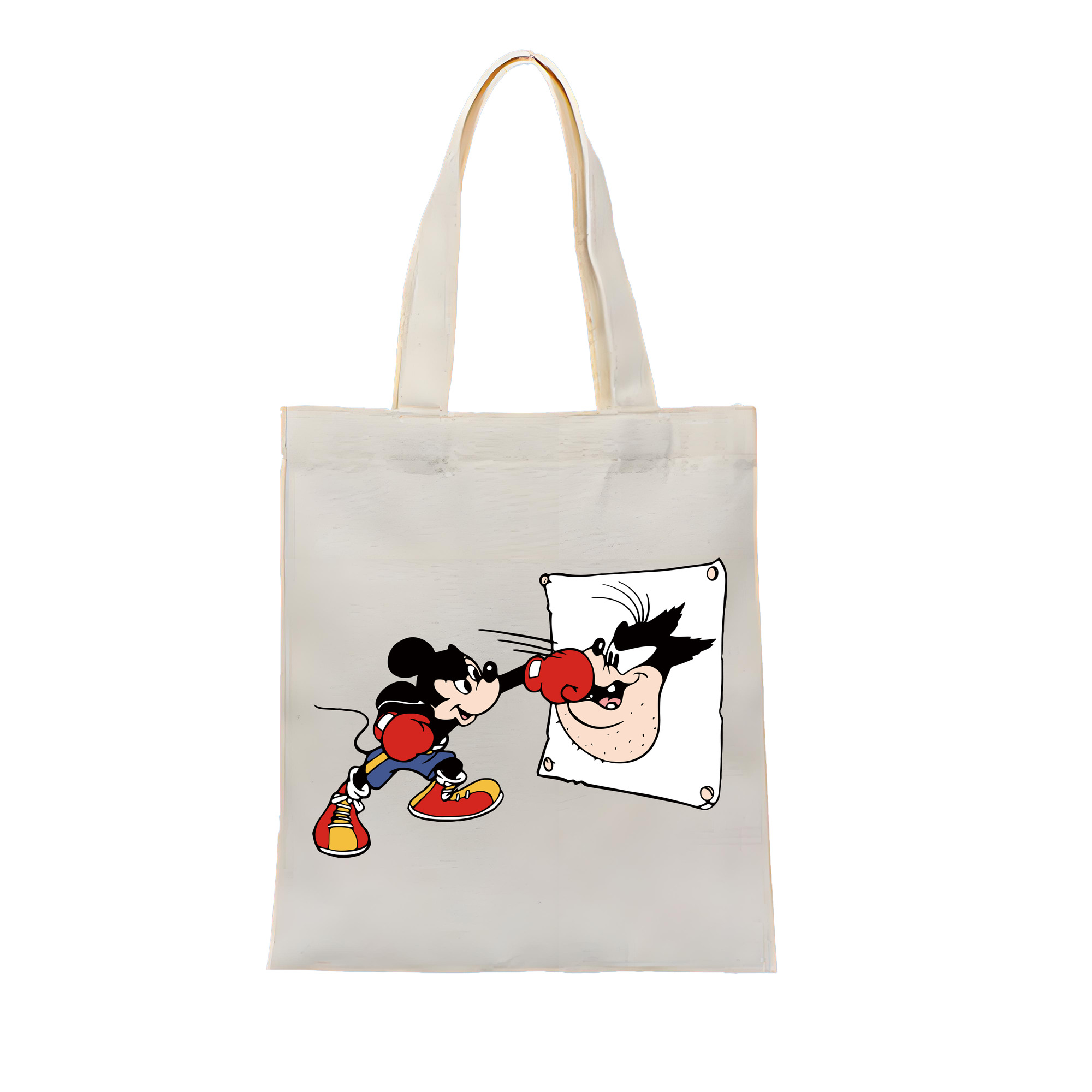 （画像用） ミッキーマウス Mickey Mouse 縦型キャンバス生地手提げバッグ　トートバッグ
