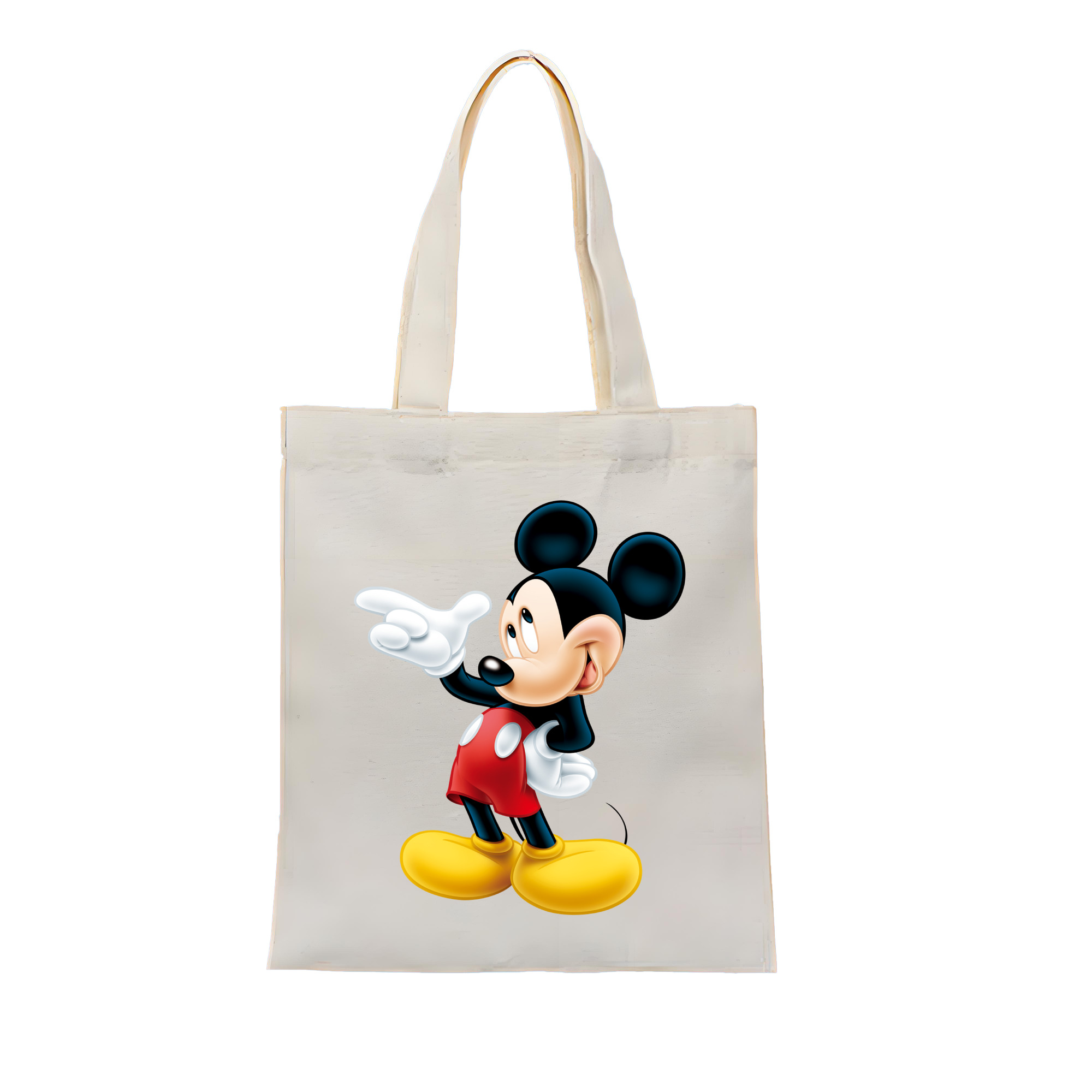 ミッキーマウス Mickey Mouse 縦型キャンバス生地手提げバッグ　トートバッグ