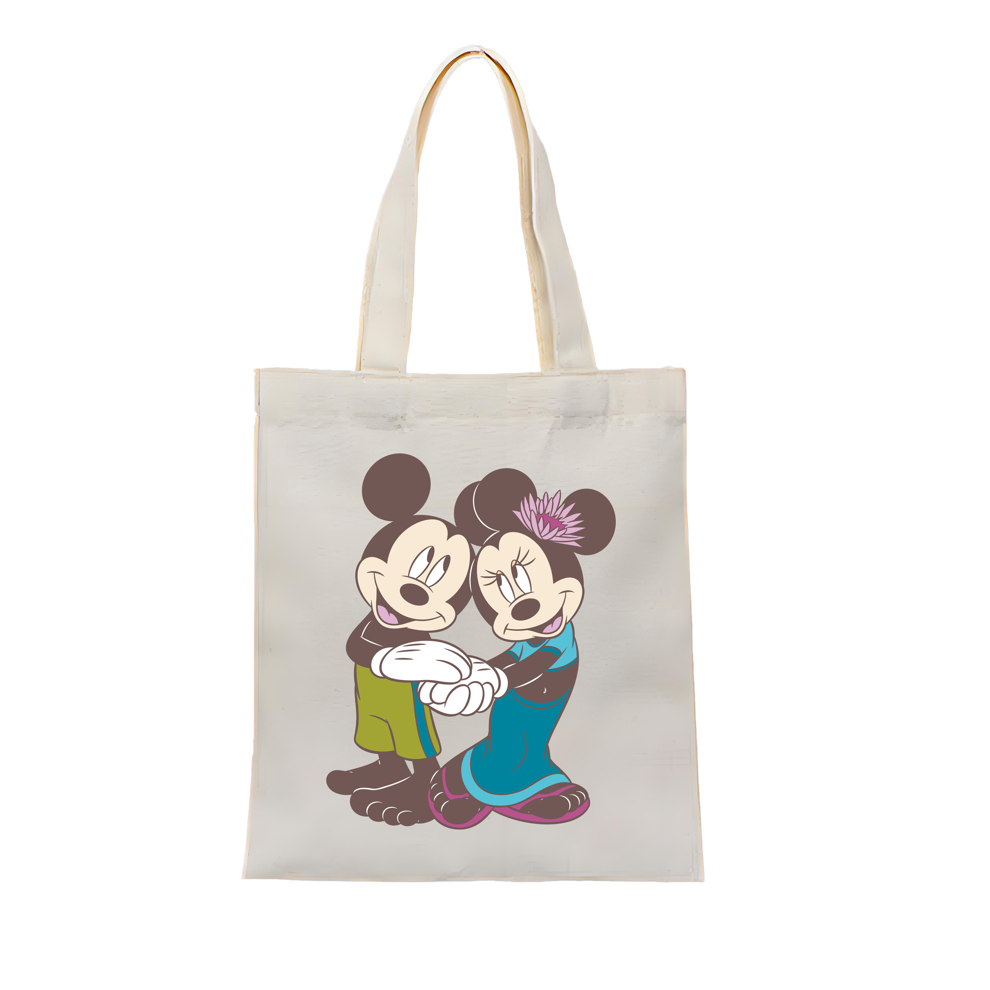 ミッキーマウス Mickey Mouse 縦型キャンバス生地手提げバッグ　トートバッグ