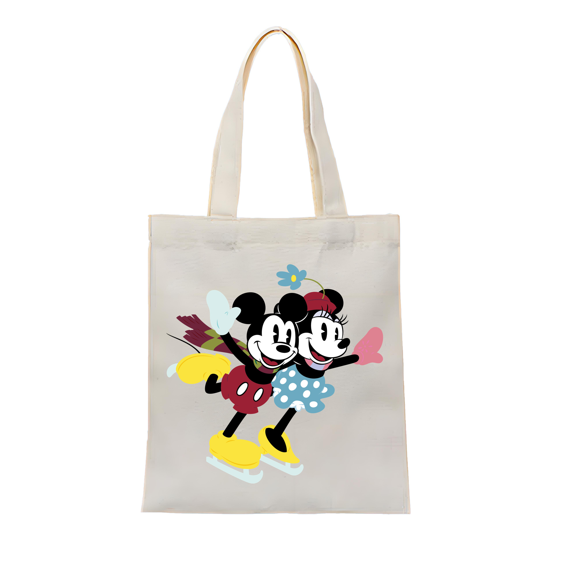 （画像用） ミッキーマウス Mickey Mouse 縦型キャンバス生地手提げバッグ　トートバッグ