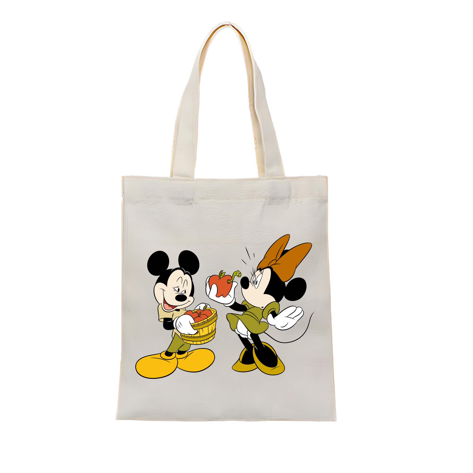 ミッキーマウス Mickey Mouse 縦型キャンバス生地手提げバッグ　トートバッグ