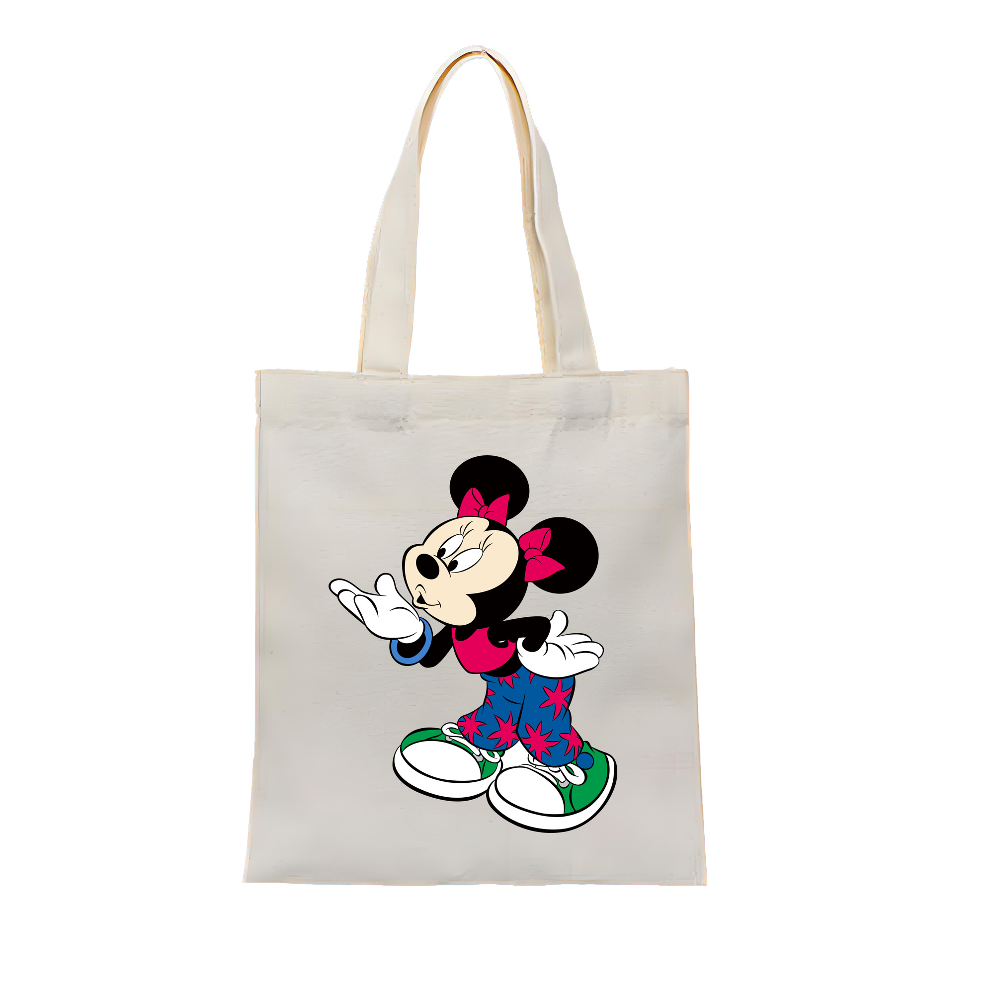 （画像用） ミッキーマウス Mickey Mouse 縦型キャンバス生地手提げバッグ　トートバッグ
