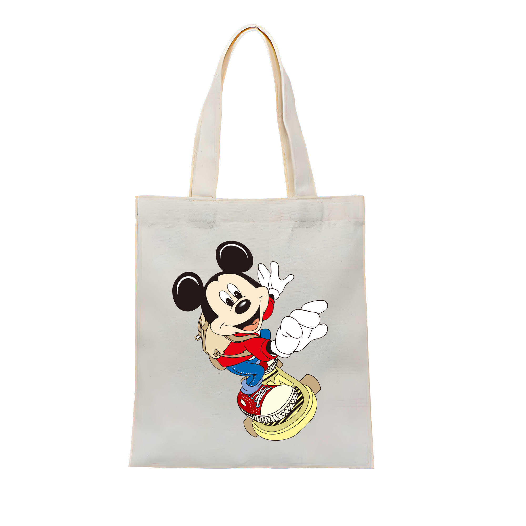 （画像用） ミッキーマウス Mickey Mouse 縦型キャンバス生地手提げバッグ　トートバッグ