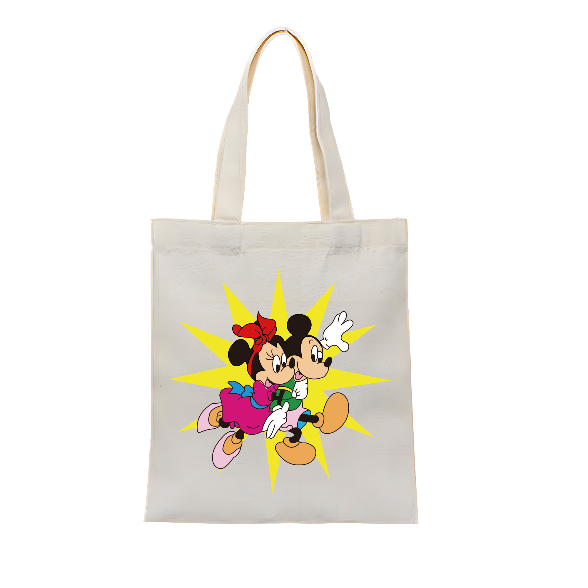 ミッキーマウス Mickey Mouse 縦型キャンバス生地手提げバッグ　トートバッグ