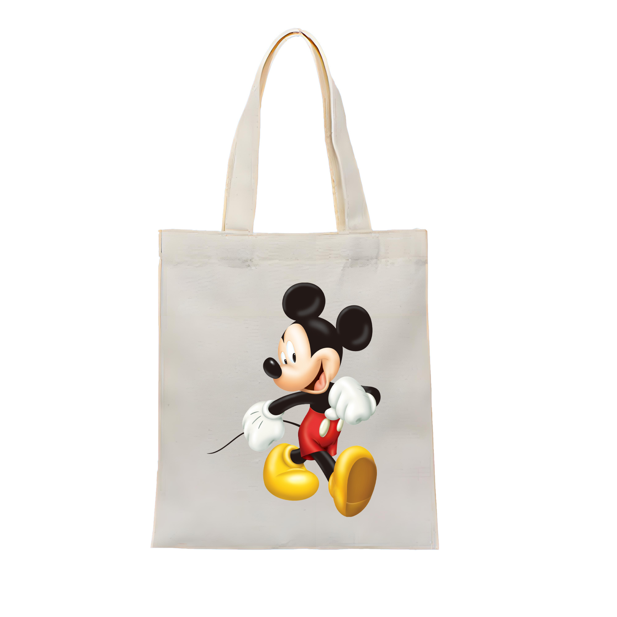 ミッキーマウス Mickey Mouse 縦型キャンバス生地手提げバッグ　トートバッグ