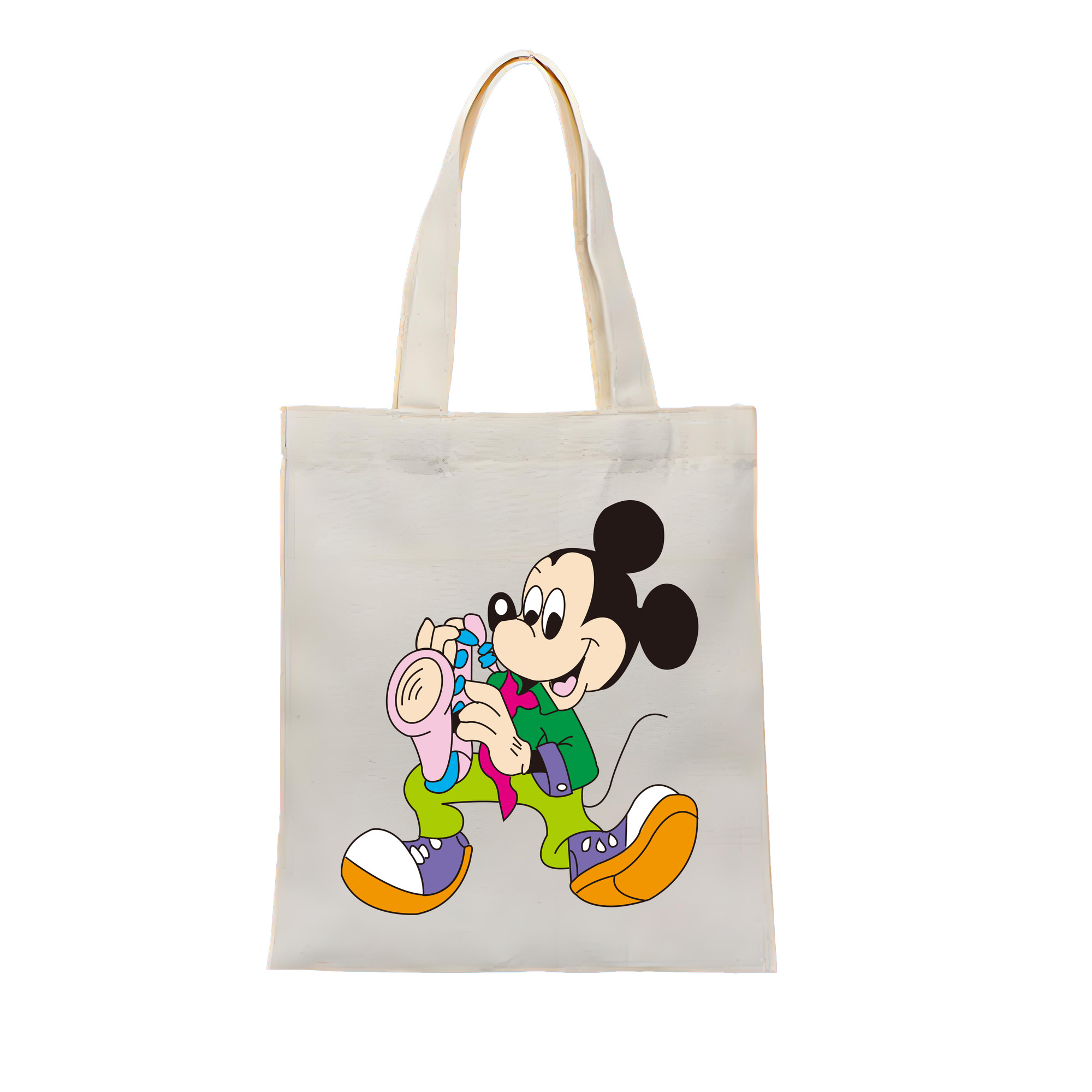ミッキーマウス Mickey Mouse 縦型キャンバス生地手提げバッグ　トートバッグ