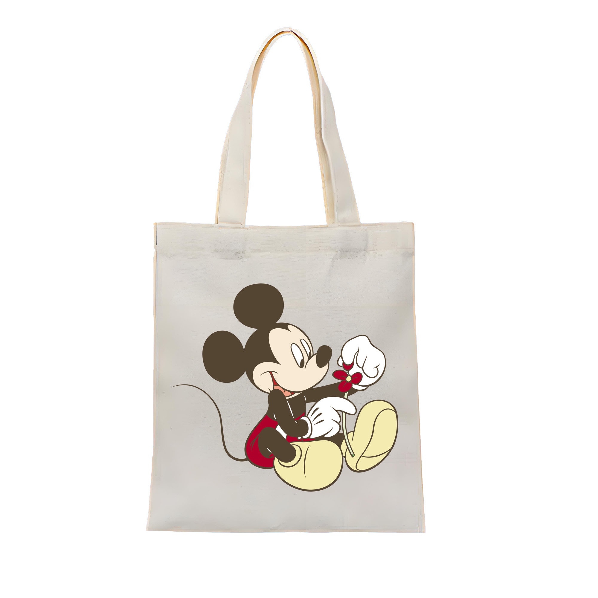 （画像用） ミッキーマウス Mickey Mouse 縦型キャンバス生地手提げバッグ　トートバッグ