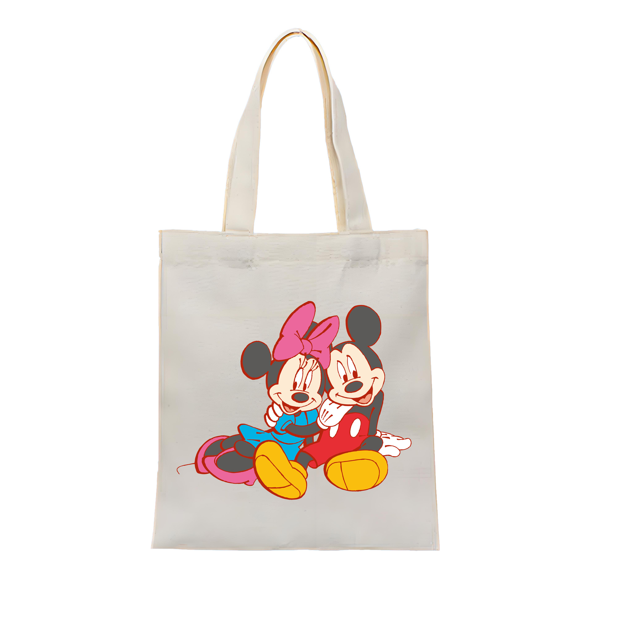 ミッキーマウス Mickey Mouse 縦型キャンバス生地手提げバッグ　トートバッグ