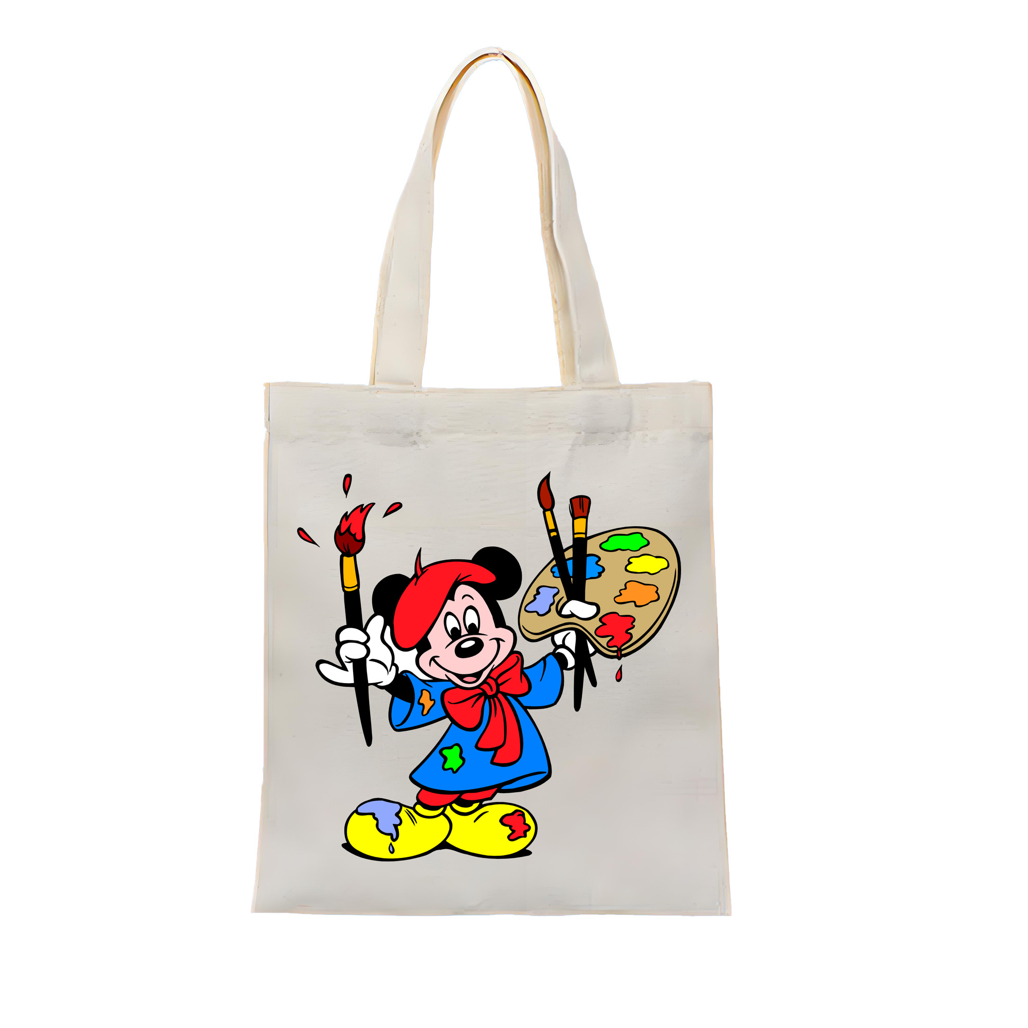 ミッキーマウス Mickey Mouse 縦型キャンバス生地手提げバッグ　トートバッグ