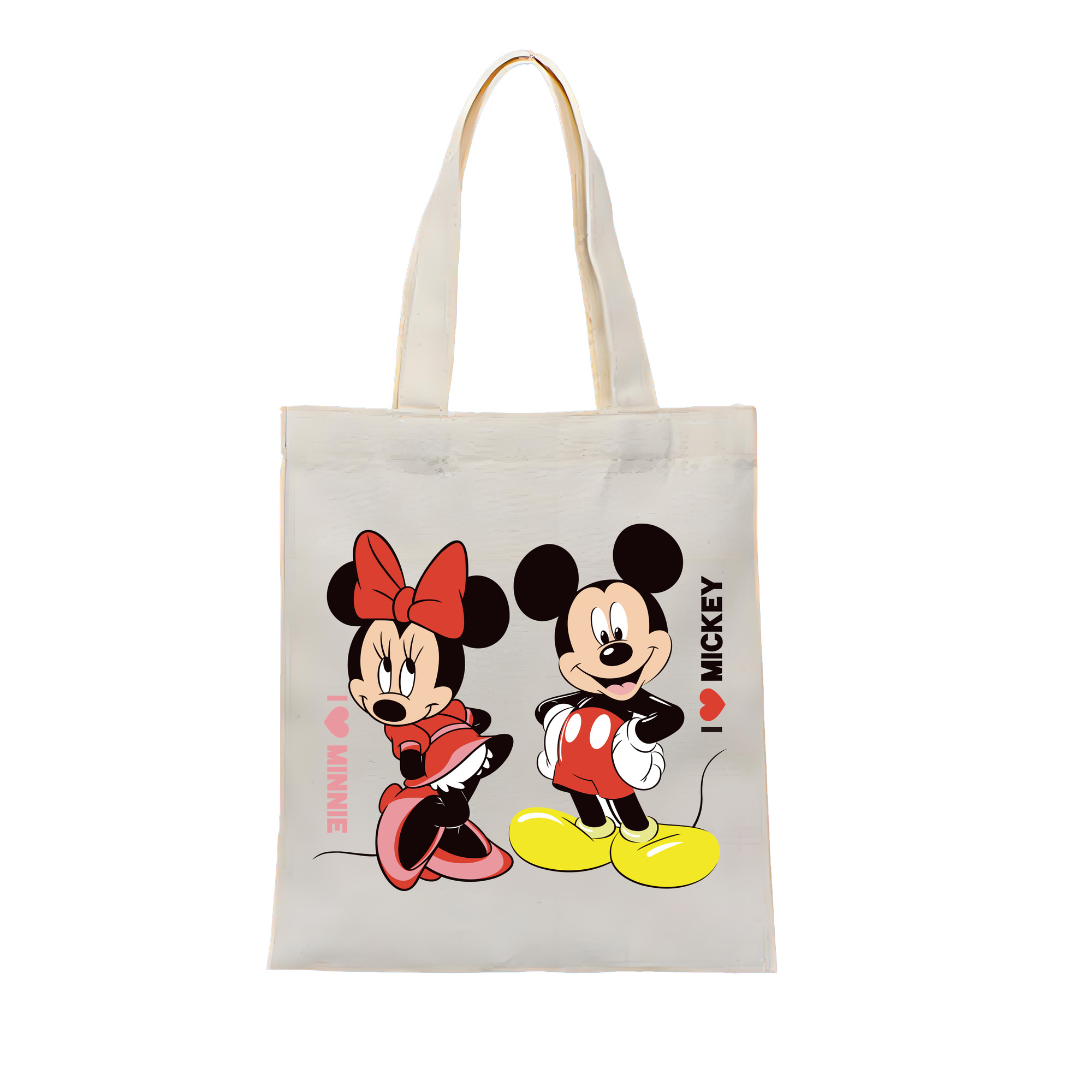 ミッキーマウス Mickey Mouse 縦型キャンバス生地手提げバッグ　トートバッグ