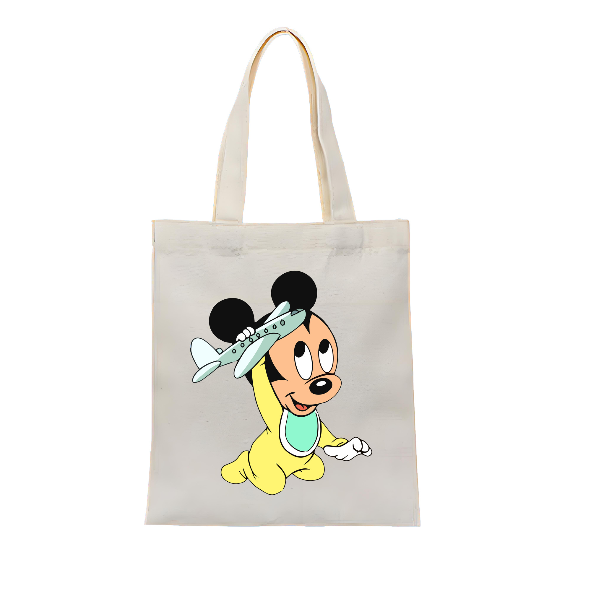 （画像用） ミッキーマウス Mickey Mouse 縦型キャンバス生地手提げバッグ　トートバッグ