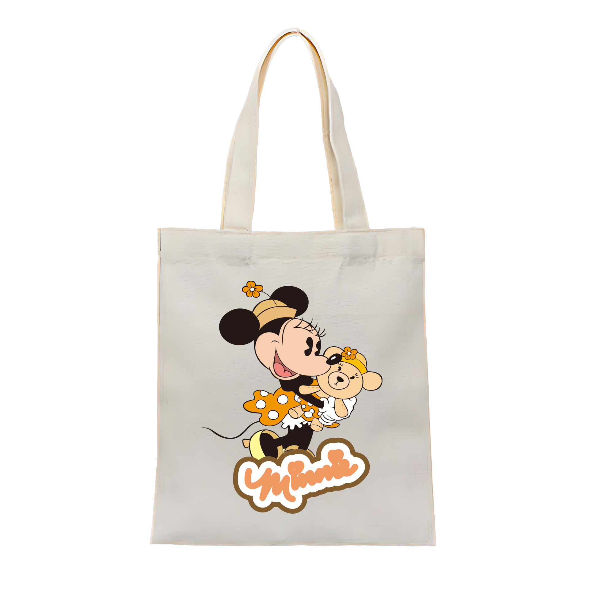 ミッキーマウス Mickey Mouse 縦型キャンバス生地手提げバッグ　トートバッグ