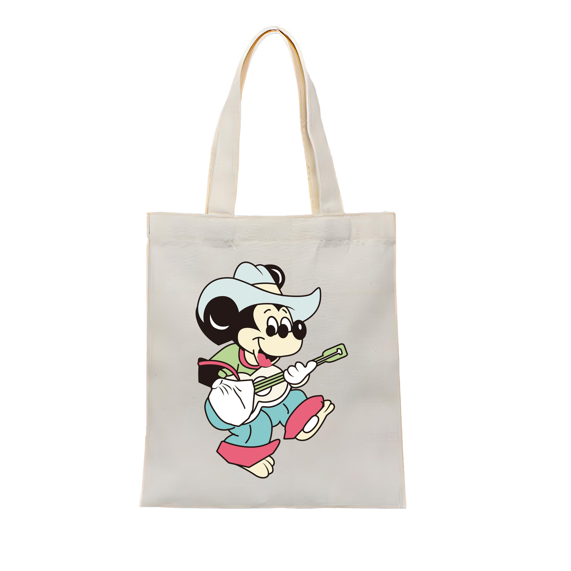 ミッキーマウス Mickey Mouse 縦型キャンバス生地手提げバッグ　トートバッグ