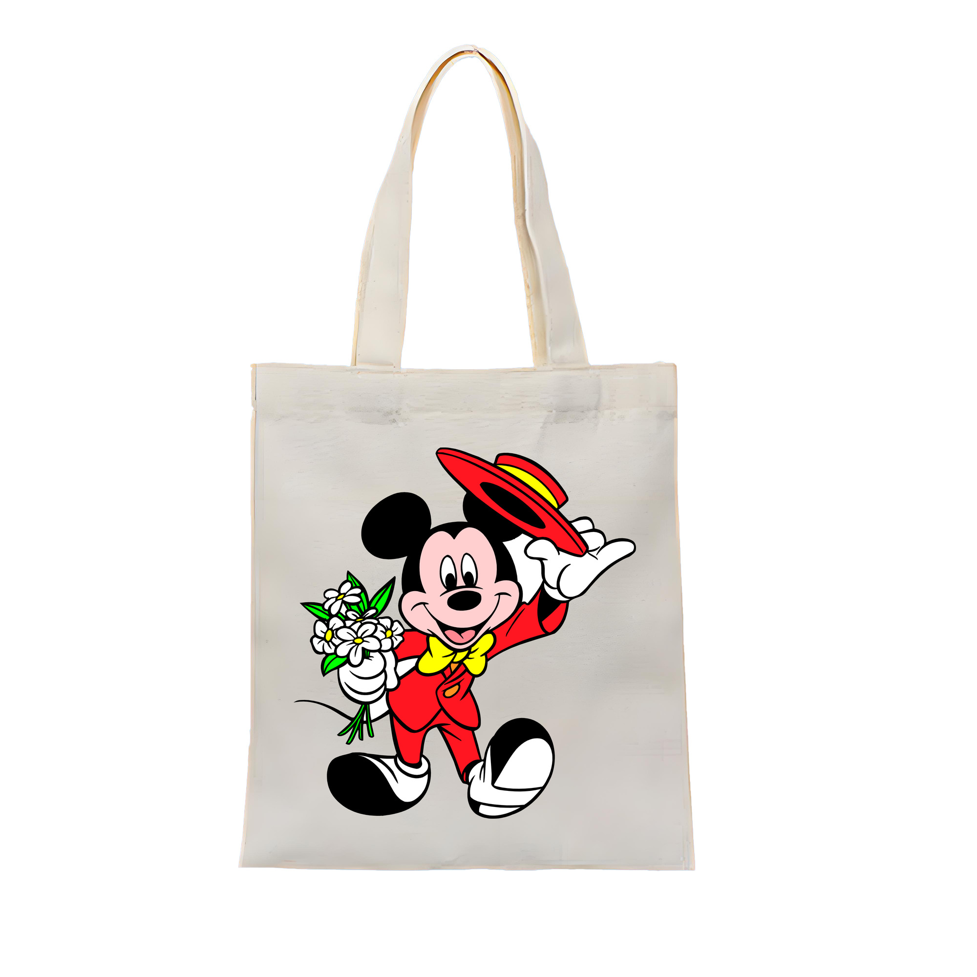 ミッキーマウス Mickey Mouse 縦型キャンバス生地手提げバッグ　トートバッグ