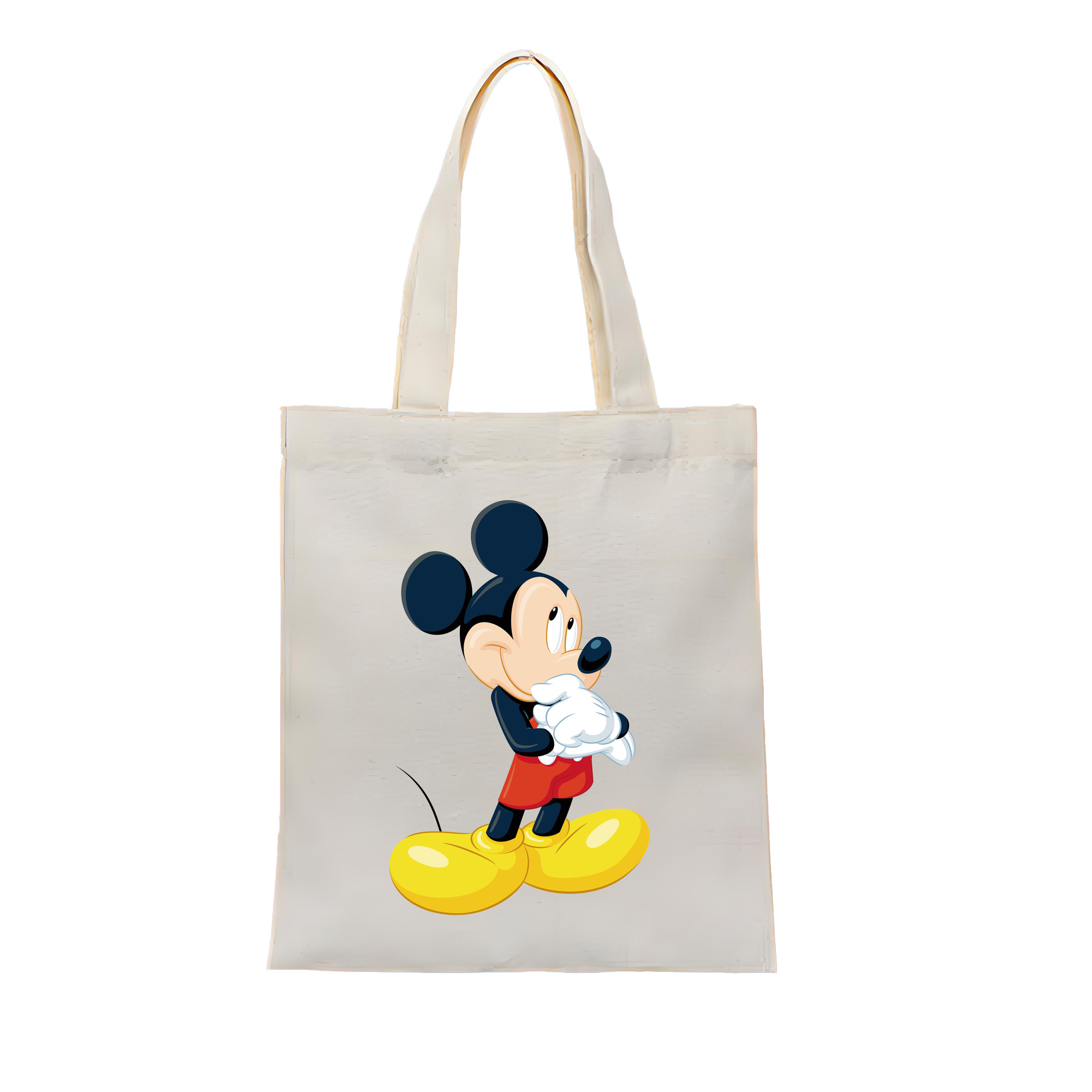 （画像用） ミッキーマウス Mickey Mouse 縦型キャンバス生地手提げバッグ　トートバッグ