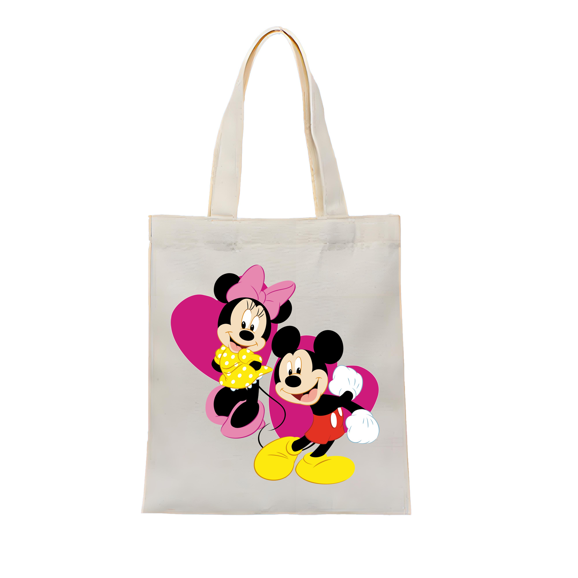 ミッキーマウス Mickey Mouse 縦型キャンバス生地手提げバッグ　トートバッグ
