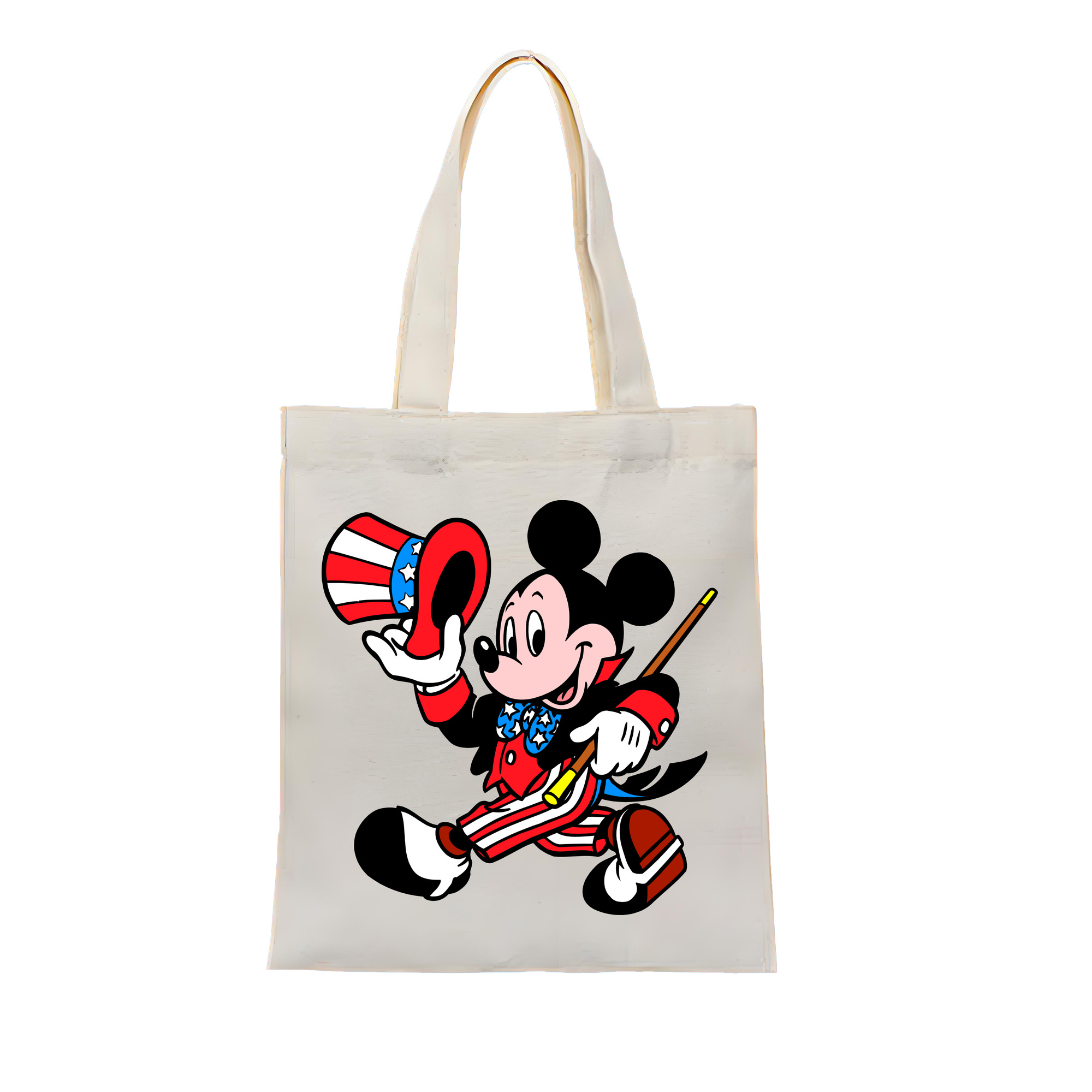 ミッキーマウス Mickey Mouse 縦型キャンバス生地手提げバッグ　トートバッグ